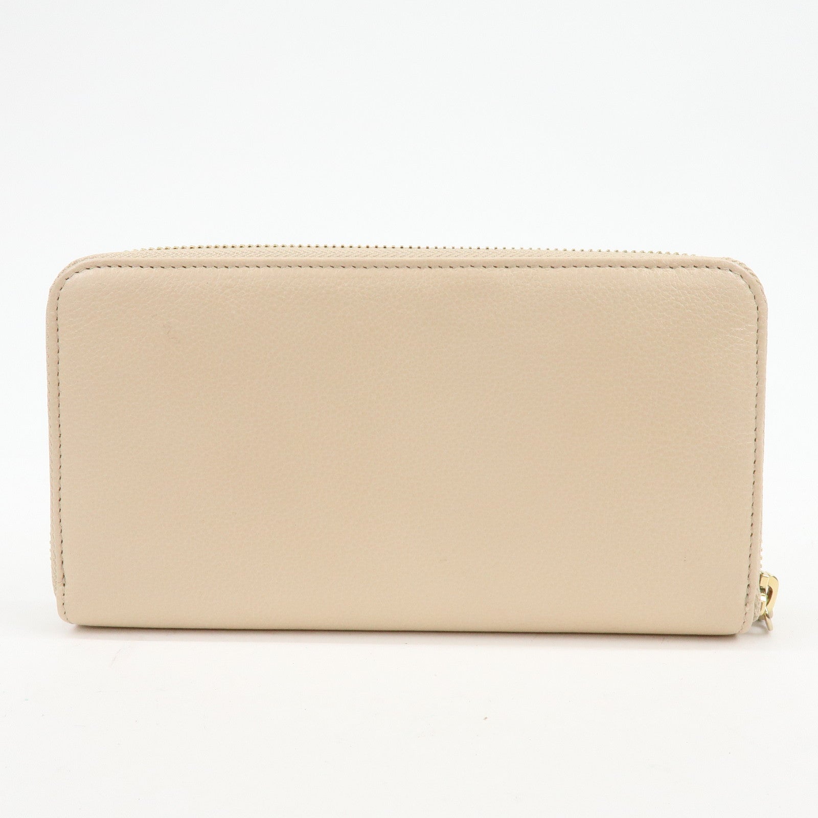 BVLGARI Logo Leather Round Zippy Long Wallet Pink Beige