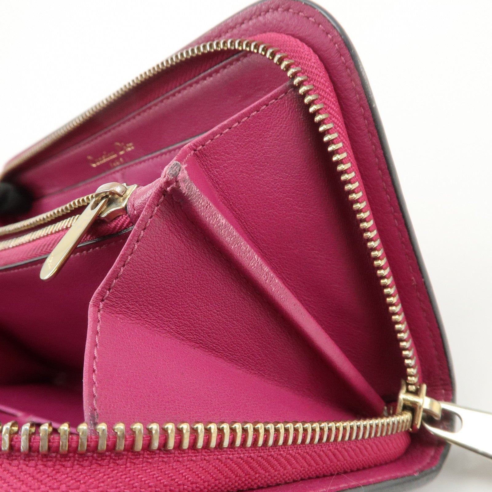 Christian Dior Diorissimo Round Zippy Long Wallet Black Pink