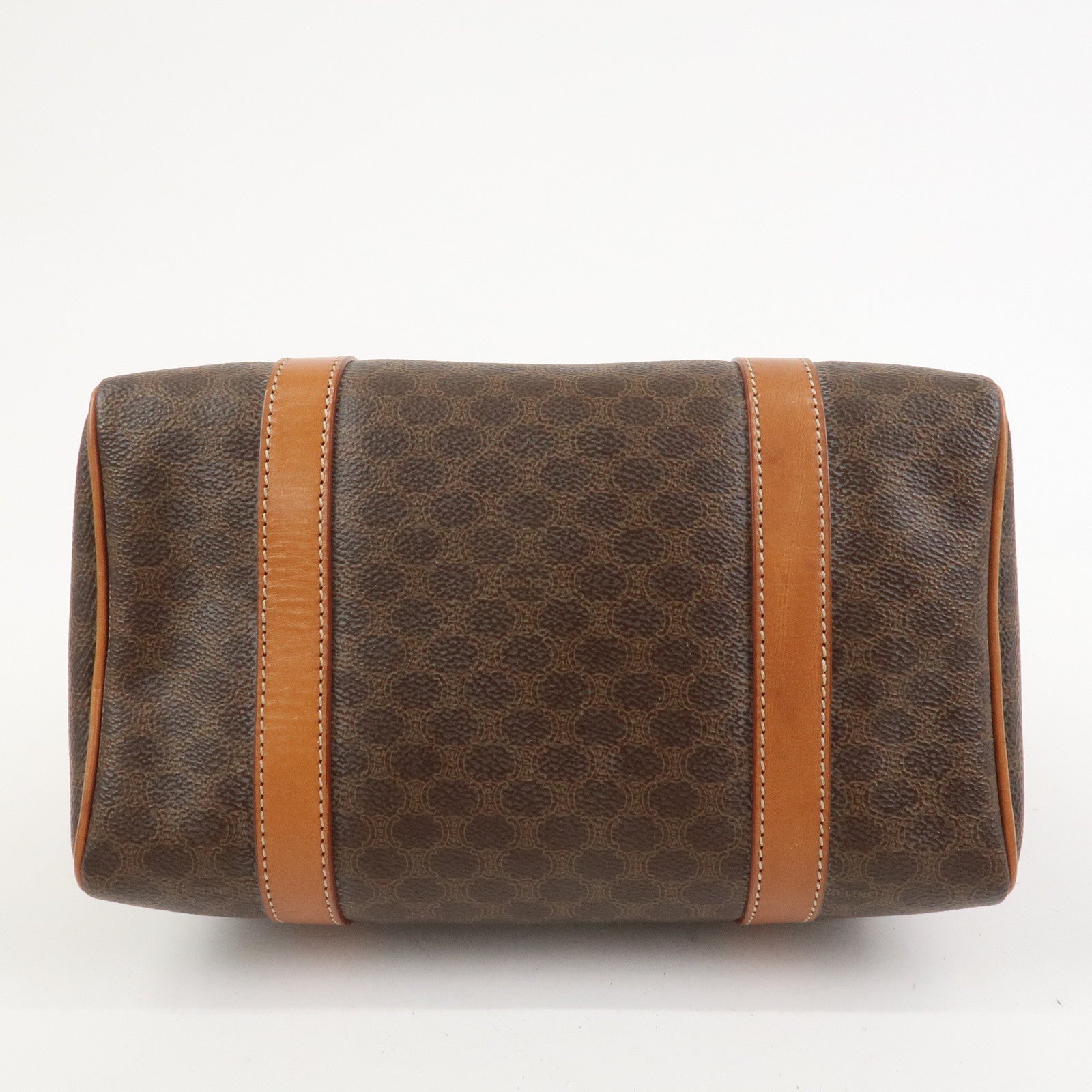 CELINE Macadam PVC Leather Boston Bag Hand Bag Brown