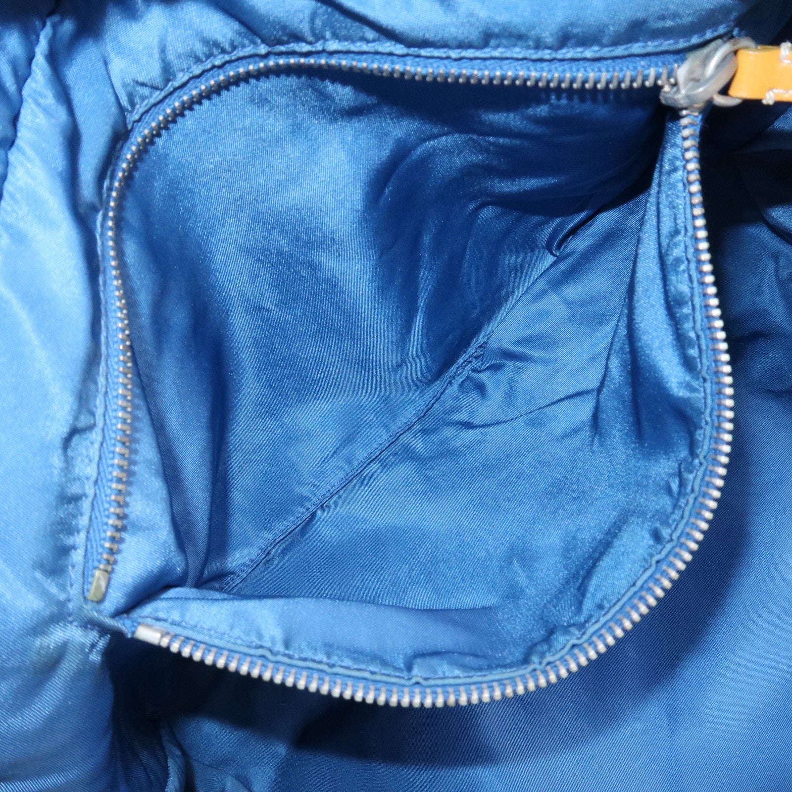 PRADA Triangle Logo Nylon Leather Shoulder Bag Hand Bag Navy Yellow