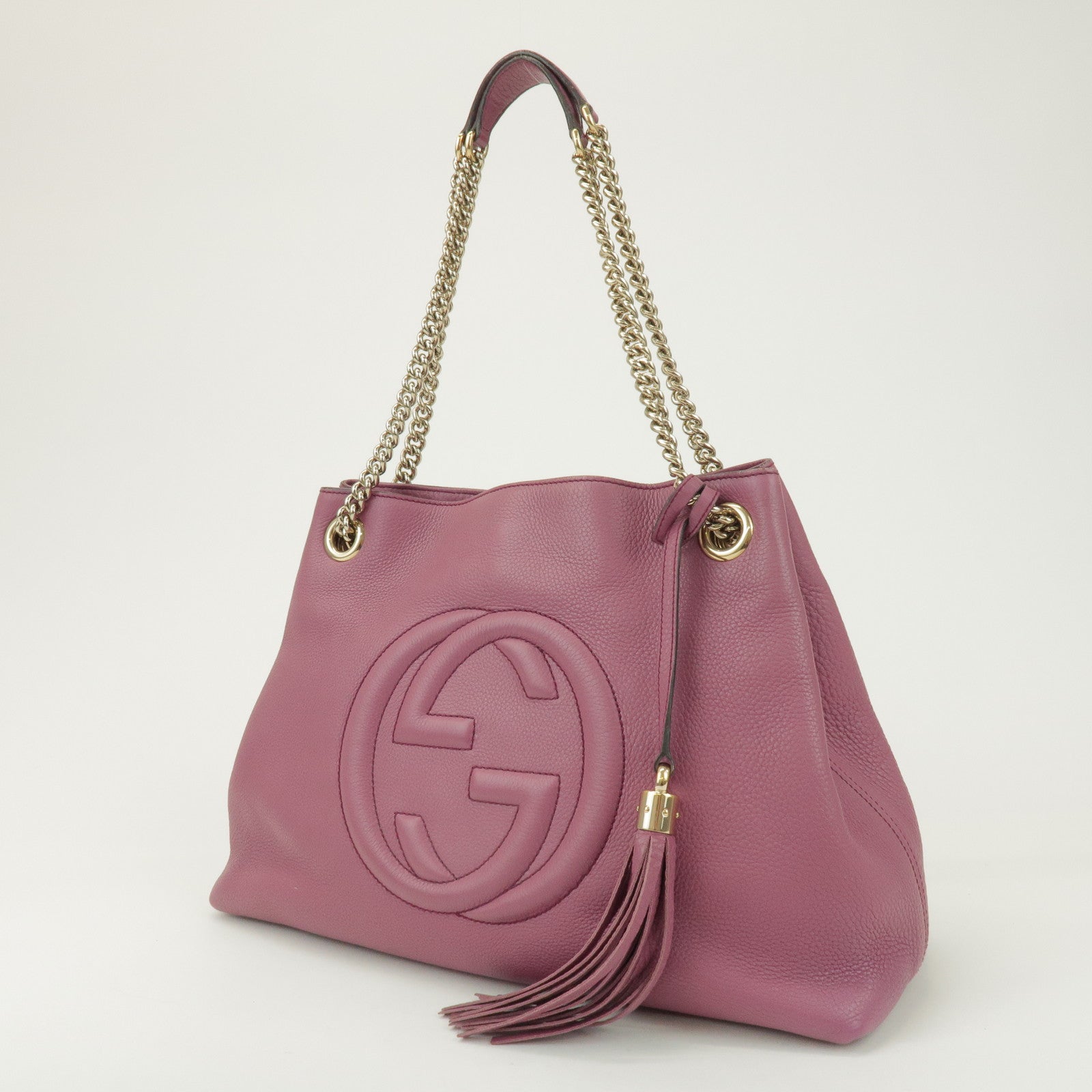 GUCCI SOHO Interlocking G Leather Chain Shoulder Bag Pink 308982
