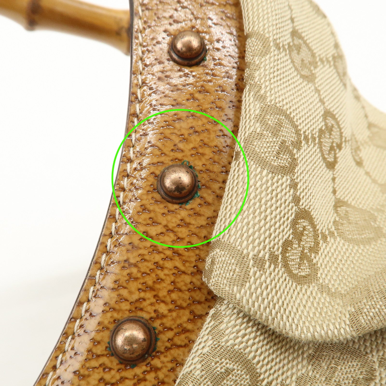 GUCCI Bamboo GG Canvas Shoulder Bag Hand Bag Beige 124293