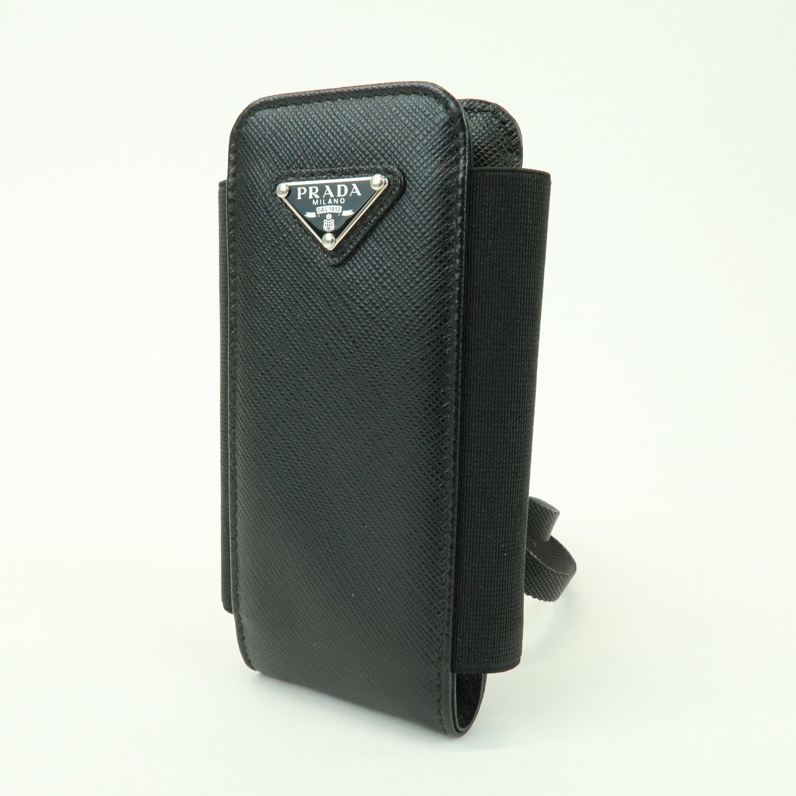 PRADA Triangle Logo Saffiano Leather Nylon Phone Case 1ZT019