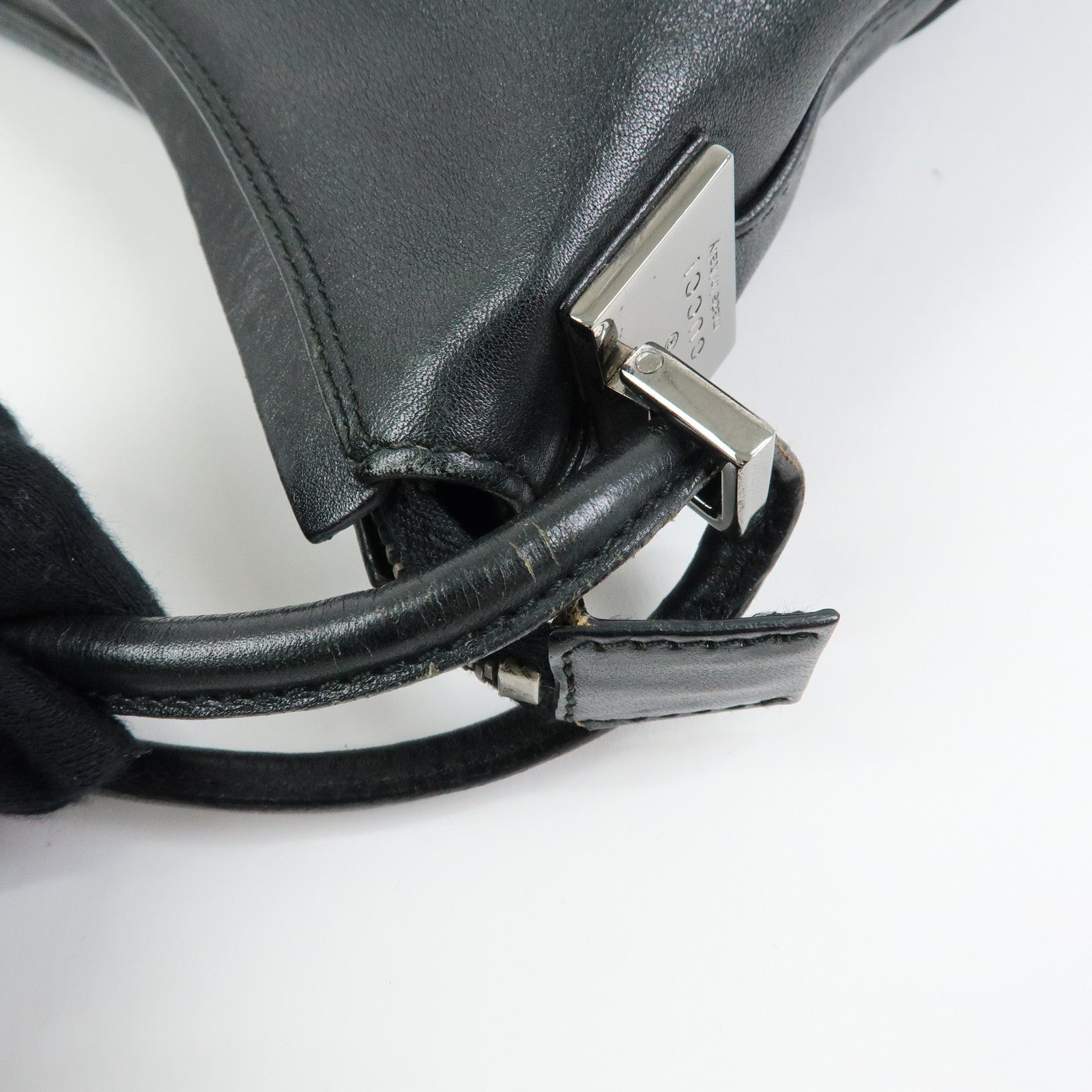 GUCCI Leather Shoulder Bag Hand Bag Tote Bag Black 001・3770