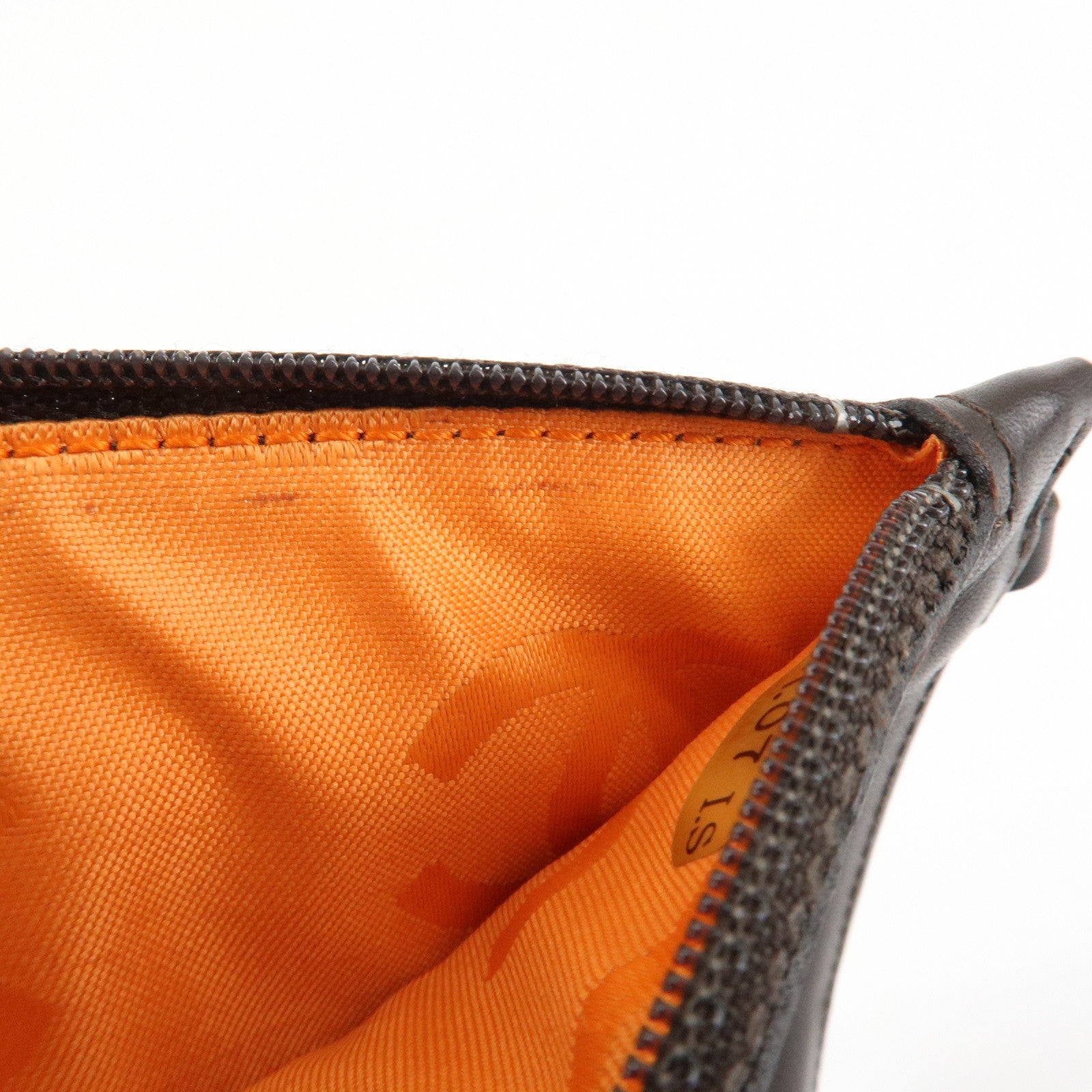 CHANEL Lamb Skin COCO Mark Pouch Silver Hardware Brown A25183 Used