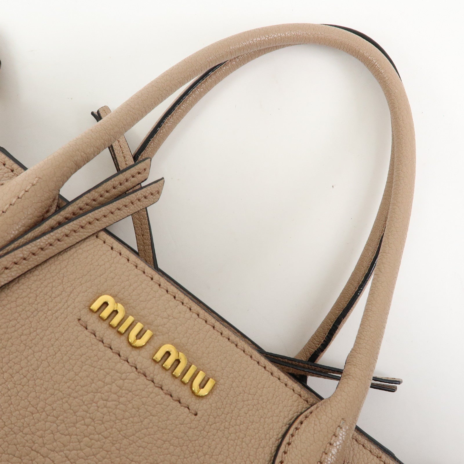 MIU MIU Madras Leather 2Way Bag Hand Bag Shoulder Bag Pink