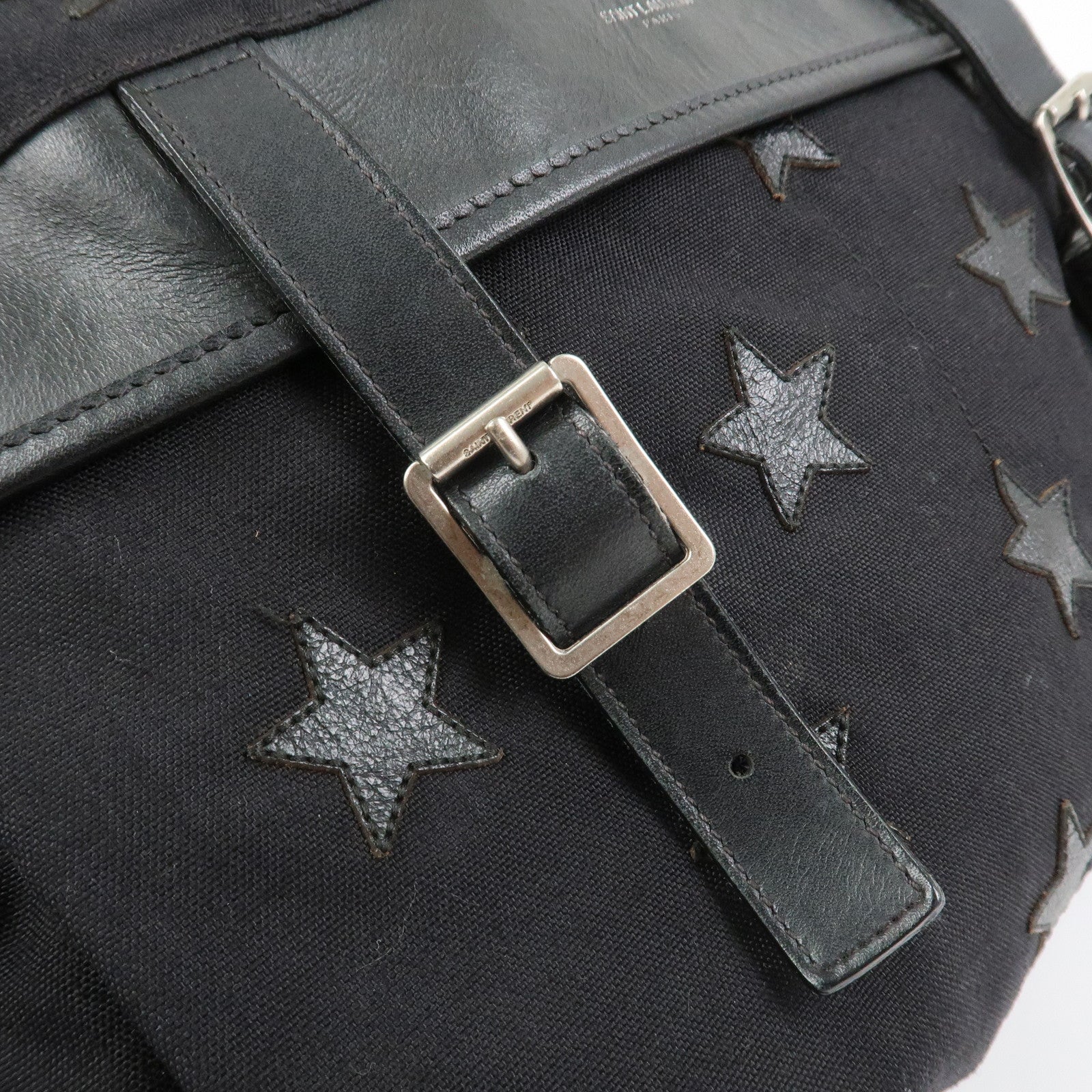 SAINT LAURENT PARIS Canvas Leather Crossbody Shoulder Bag Star
