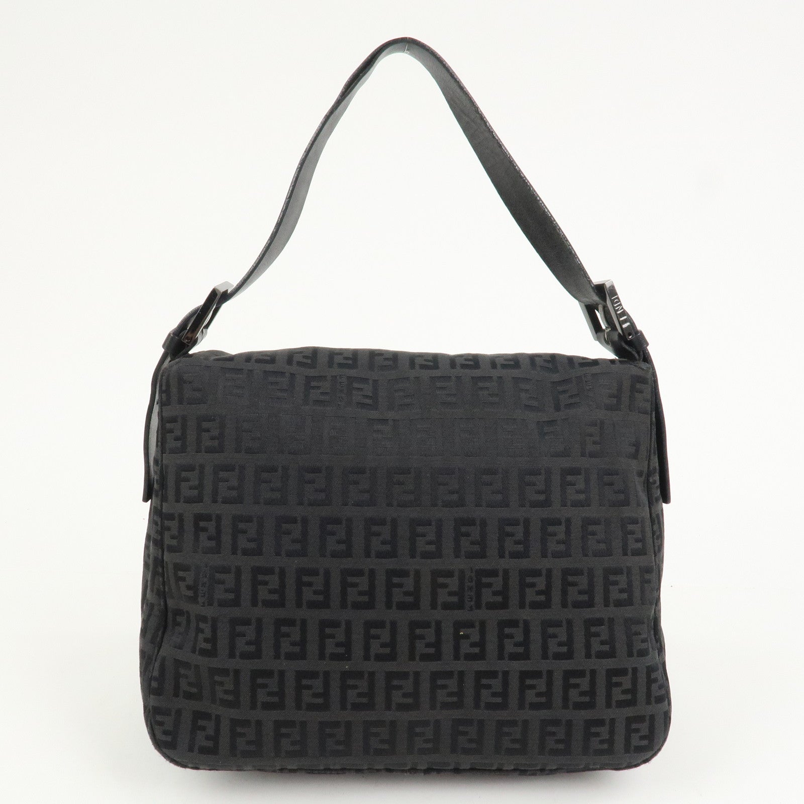 FENDI Mamma Baguette Zucchino Canvas Leather Shoulder Bag 8BR004