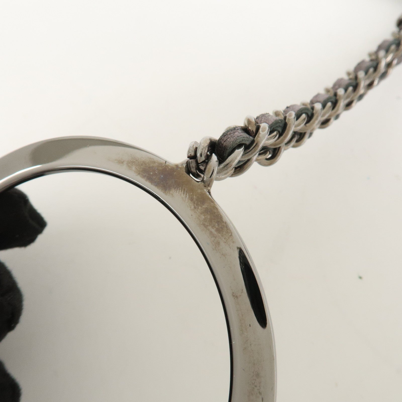 CHANEL Chocolate Bar Leather Clutch Bag Hand Bag Silver