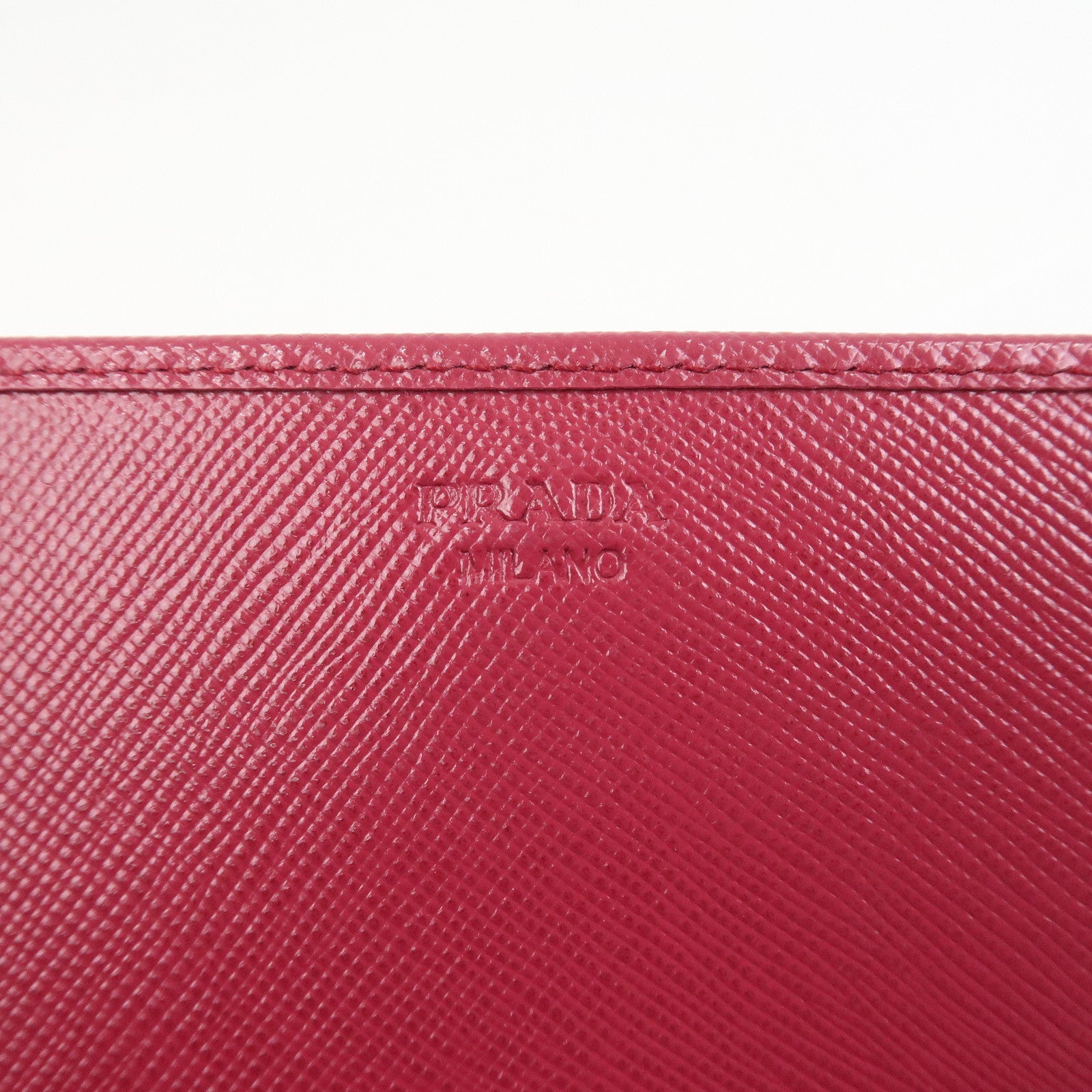 PRADA Logo Saffiano Leather Shoulder Long Wallet Pink 1M1437
