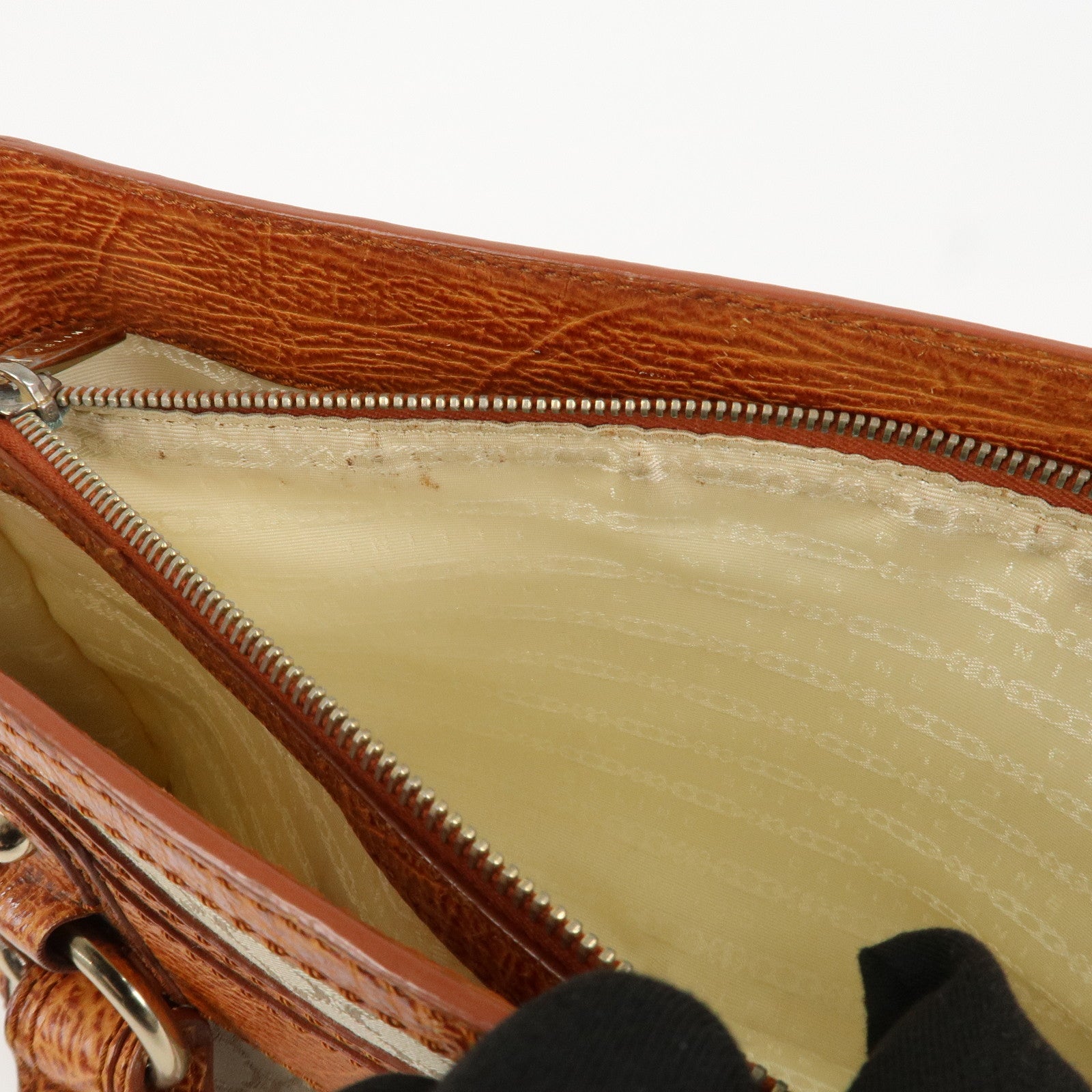 CELINE Macadam Canvas Leather Boogie Bag Hand Bag Beige Brown Used