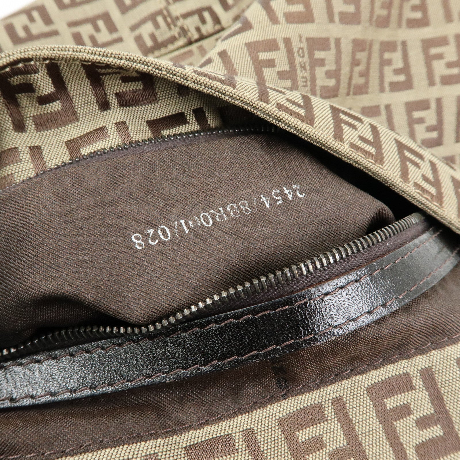 FENDI Zucchino Mamma Baguette Nylon Leather Shoulder Bag 8BR001