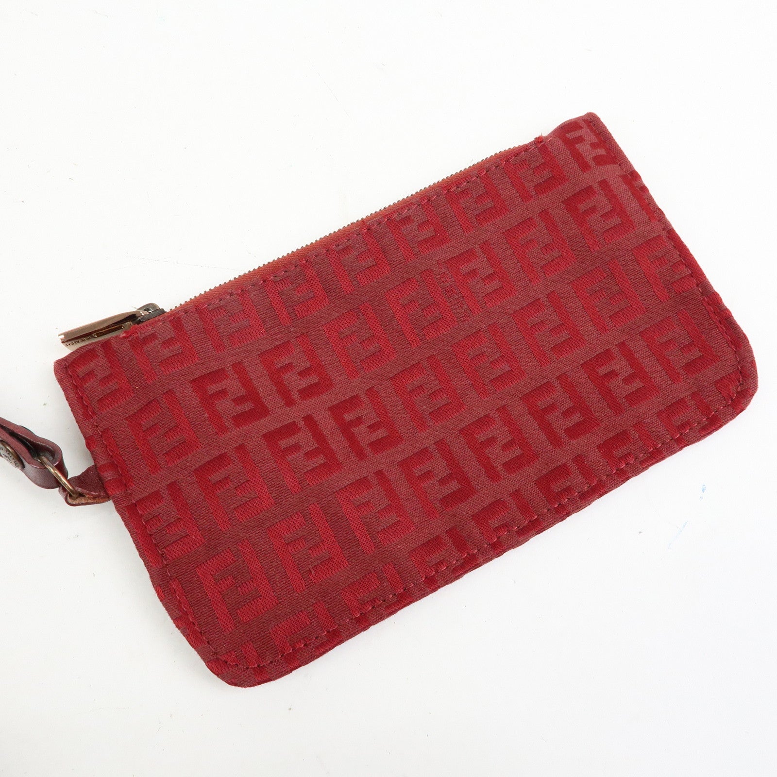 FENDI Zucchino Canvas Leather Backpack Rucksuck Red 8BZ001