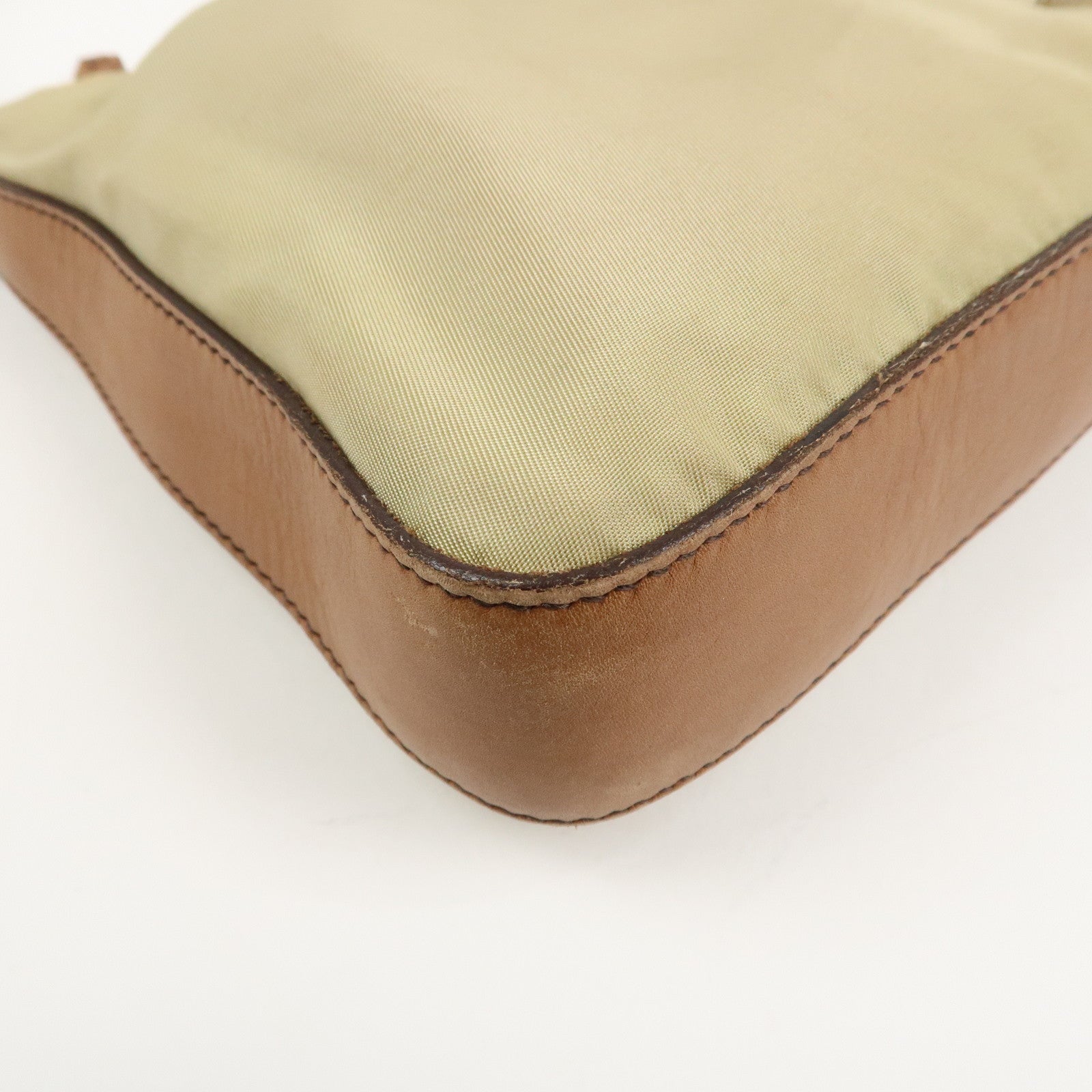 PRADA Triangle Logo Nylon Shoulder Bag Brown BR2205