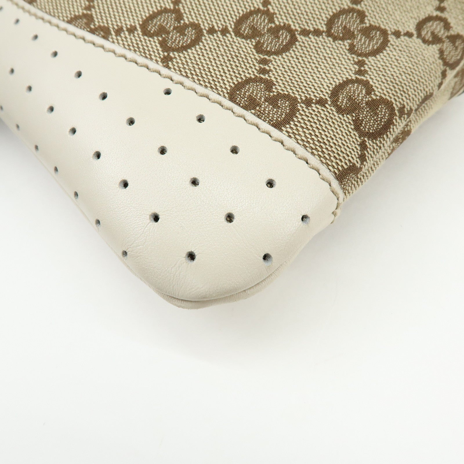 GUCCI GG Canvas Leather Shoulder Crossbody Bag Brown Ivory 147671