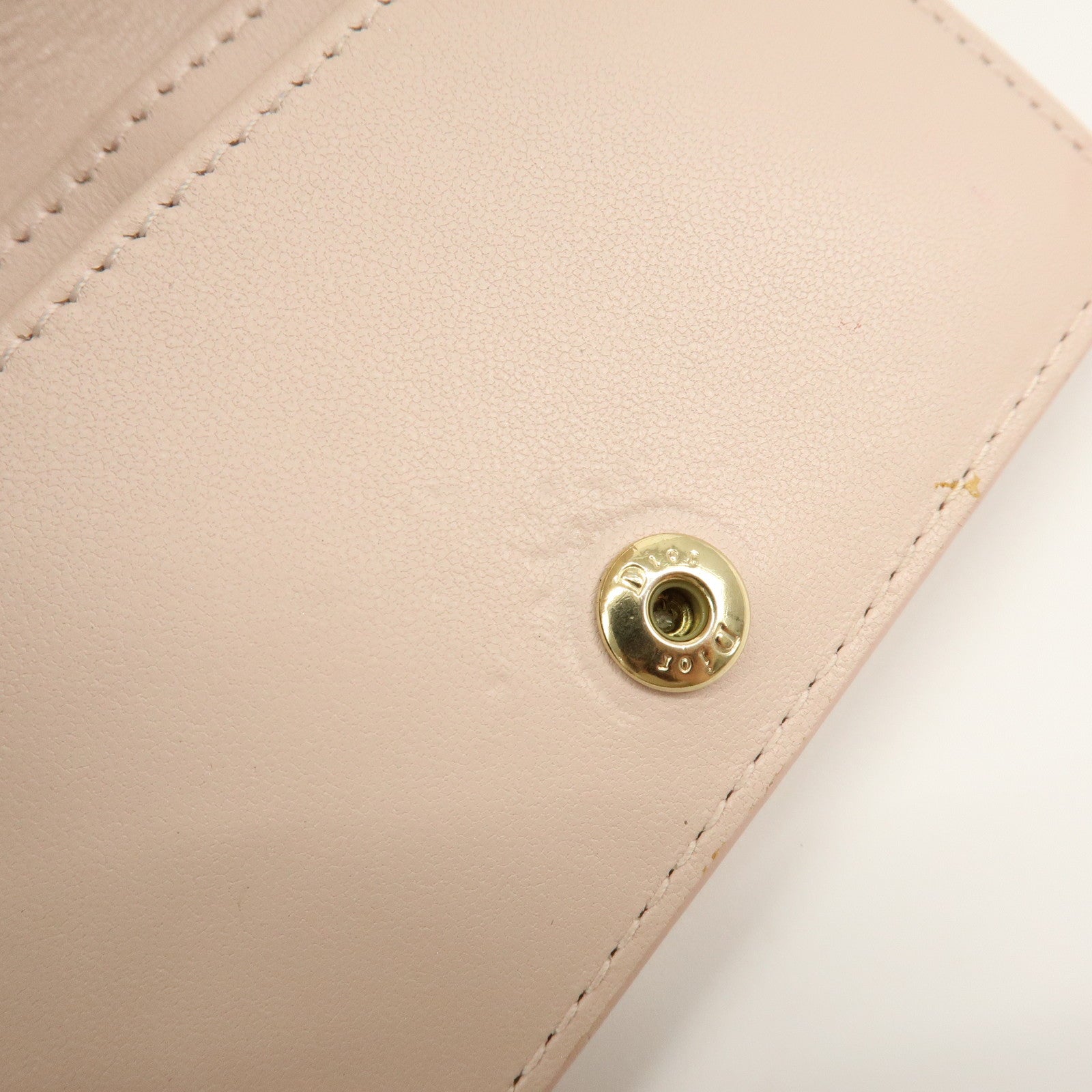 Christian Dior Lady Dior Canage Leather Card Case Pink Beige