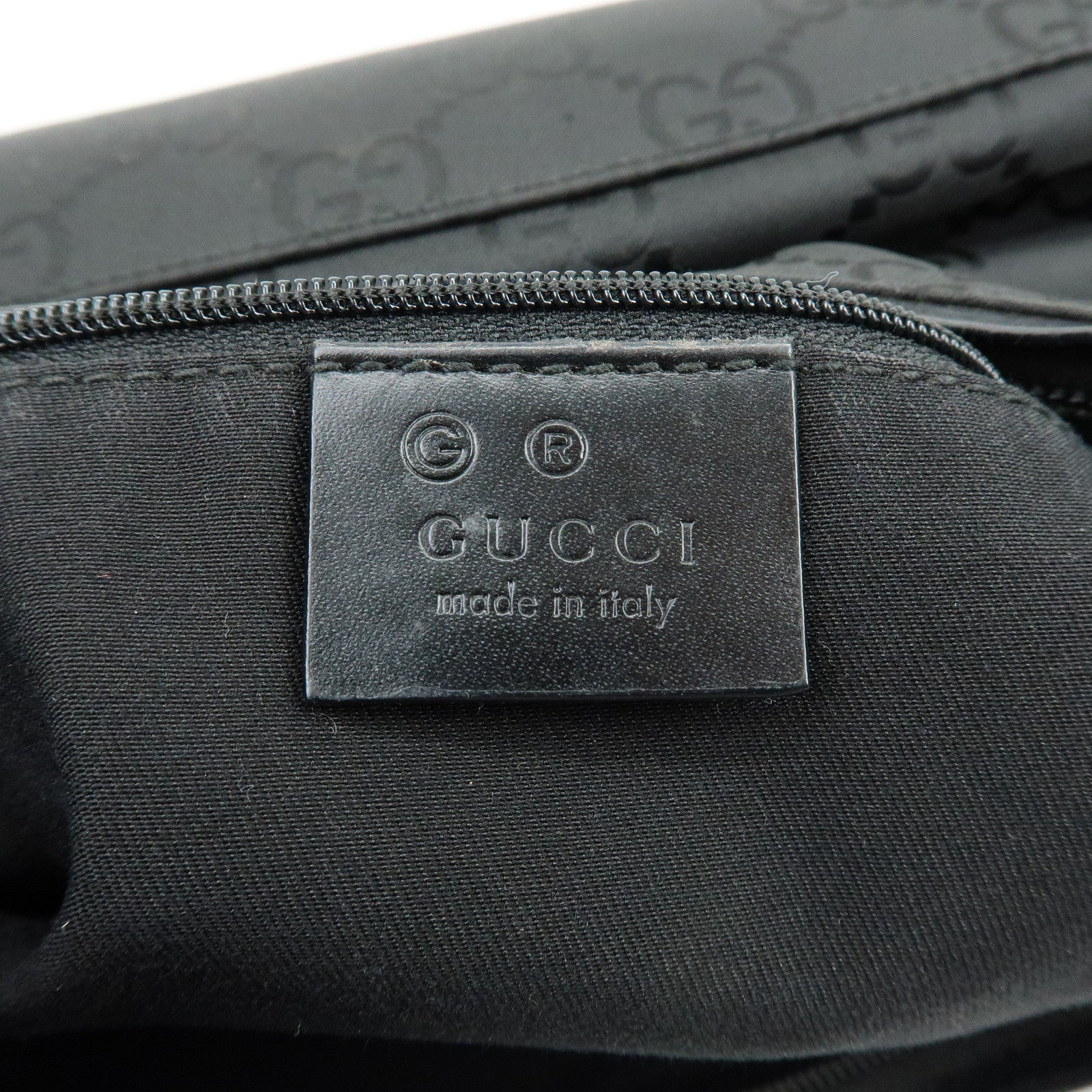 GUCCI Logo GG Nylon Leather Shoulder Bag Hand Bag Black 28335