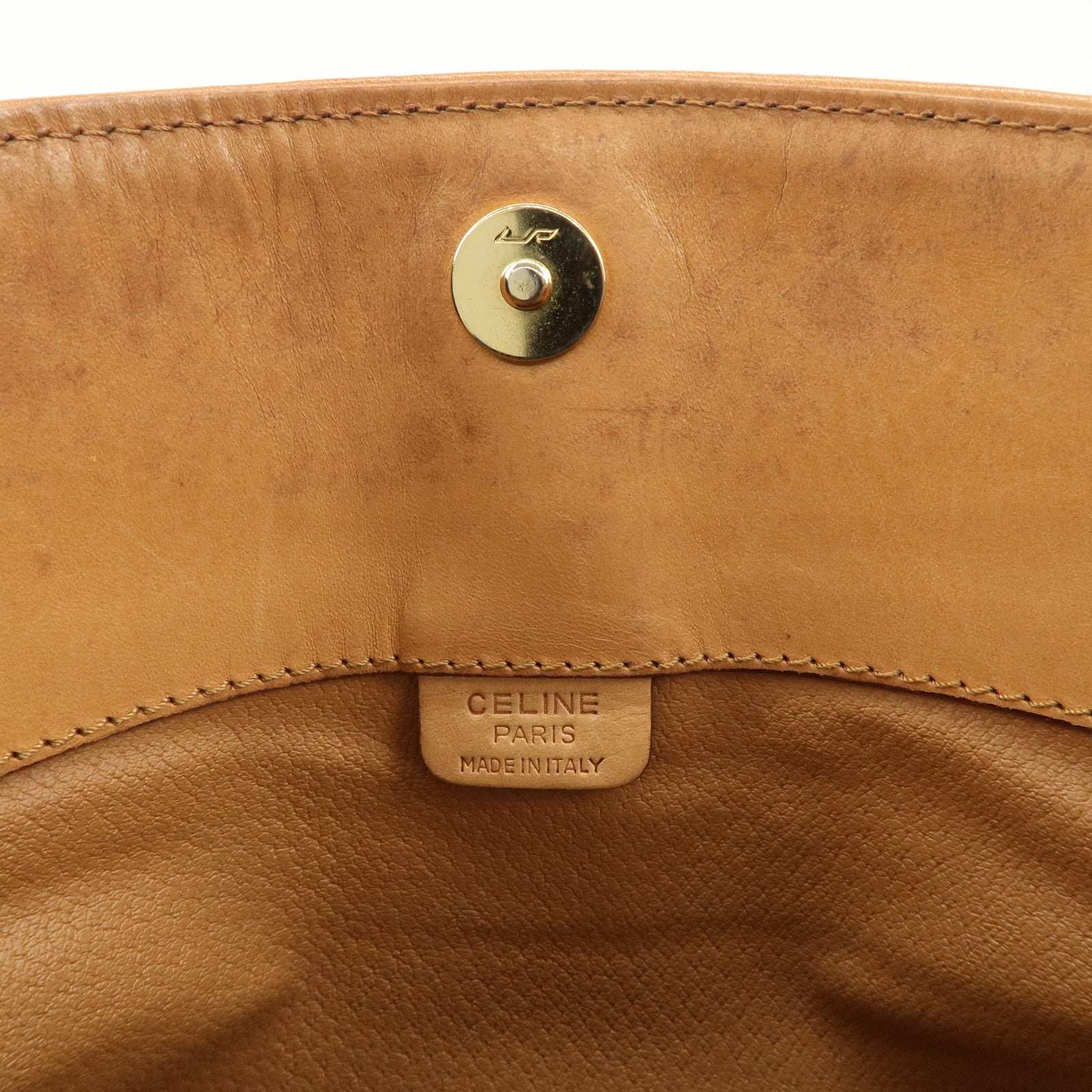 CELINE Macadam PVC Leather Clutch Bag Hand Bag Brown Beige
