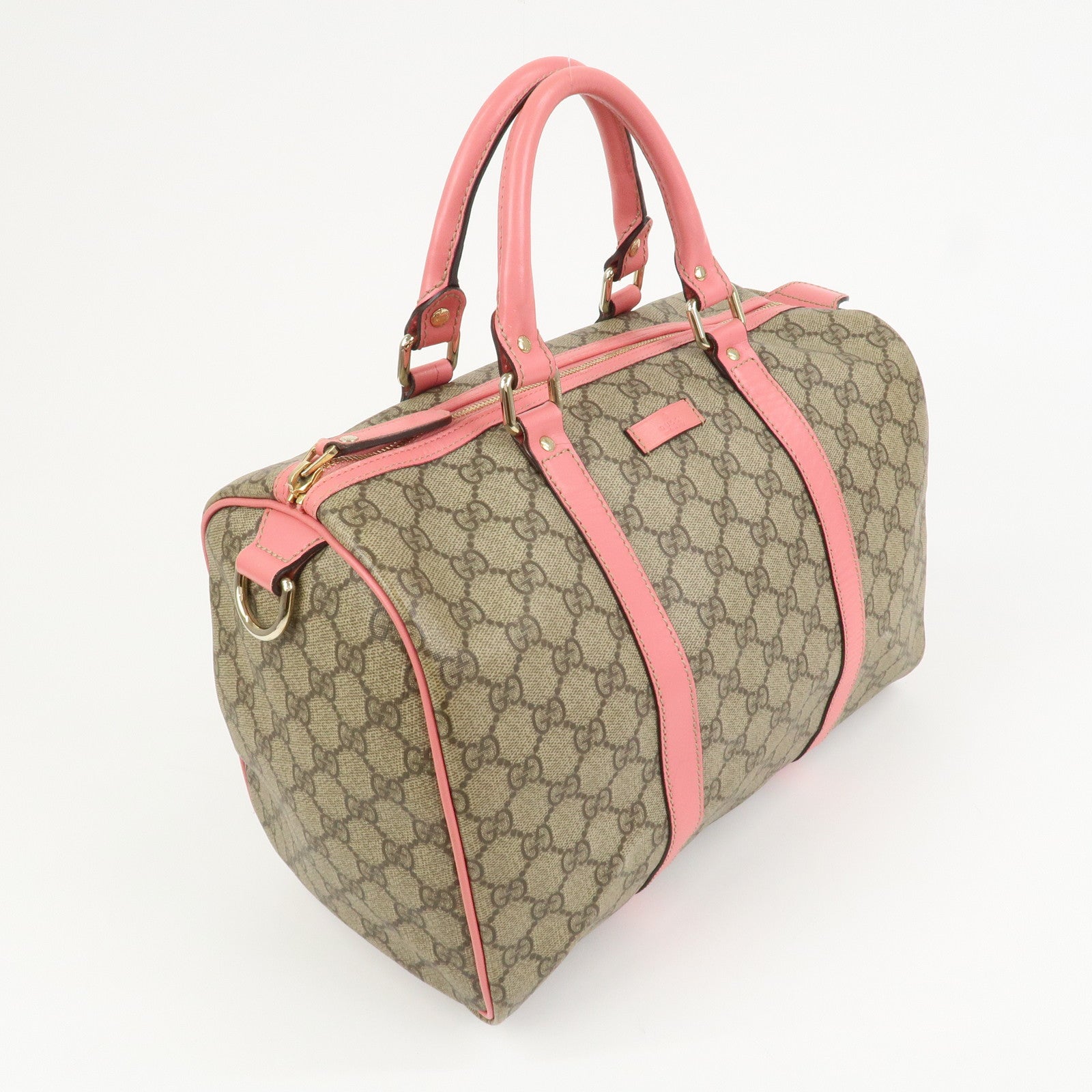 GUCCI GG Supreme Leather Boston Bag Hand Bag Beige Pink 193603