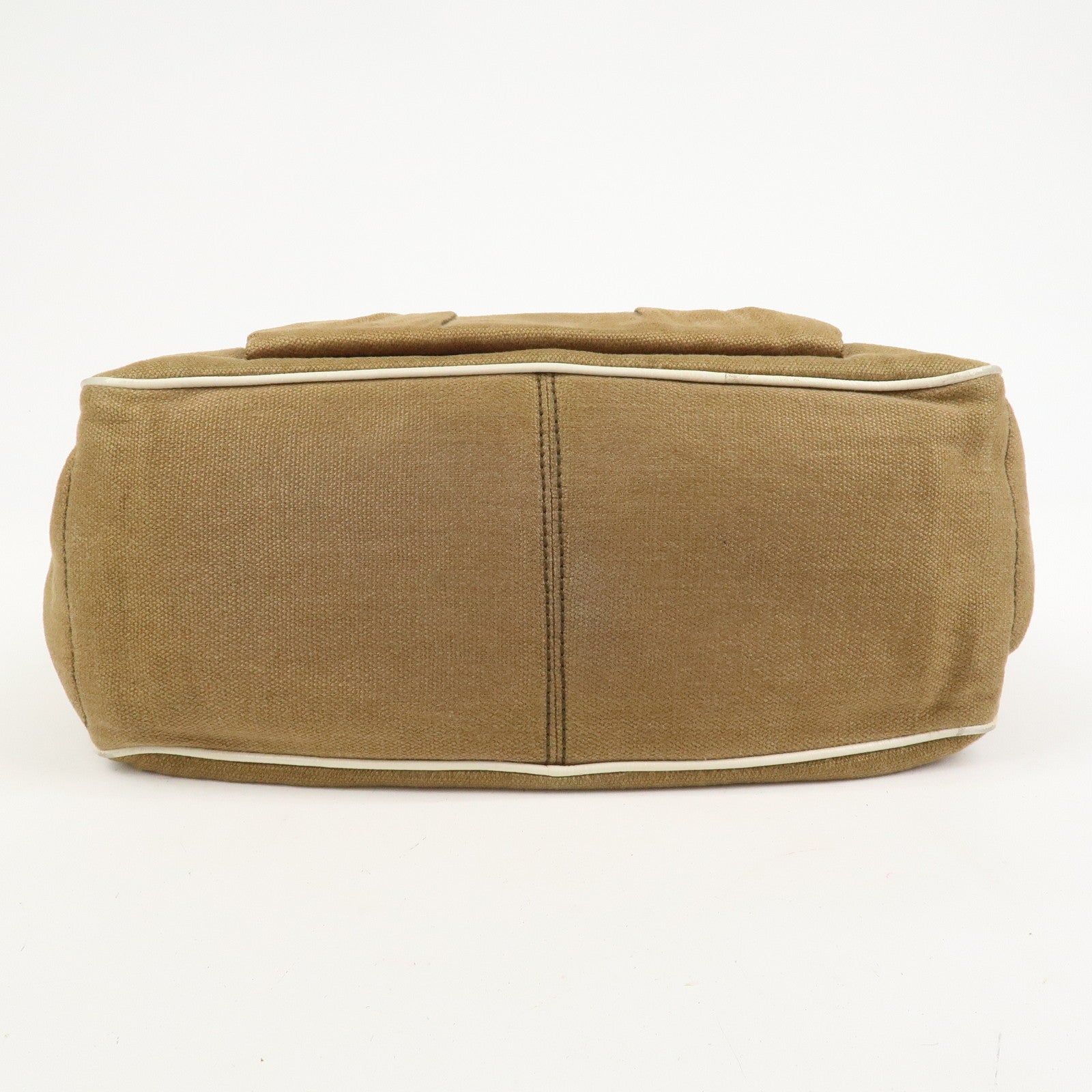 CELINE Canvas Leather Boogie Bag Hand Bag Macadam Motif Brown Ivory