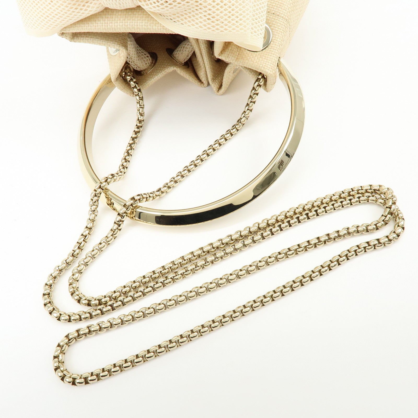 JIMMY CHOO Bon Bon Raffia 2Way Bag Chain Shoulder Bag Natural