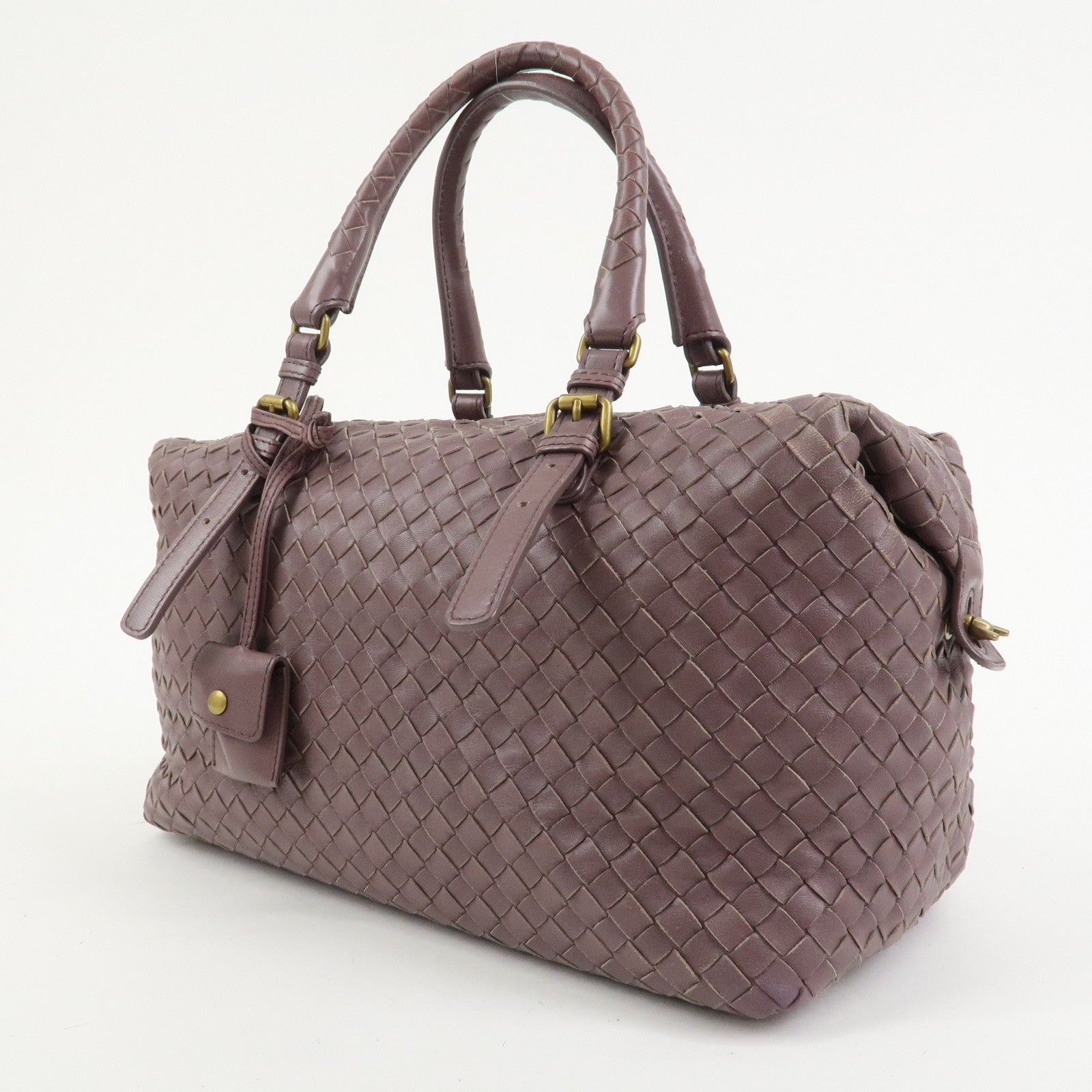 BOTTEGA VENETA Intrecciato Leather Boston Bag Purple 173398