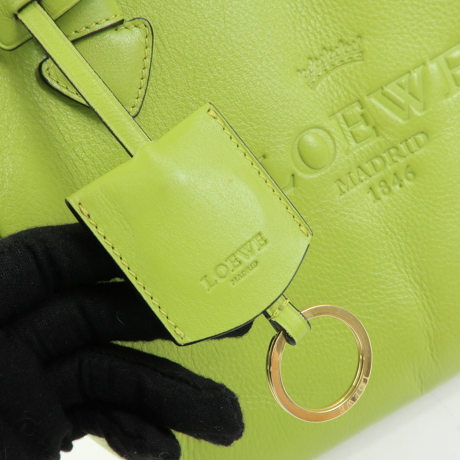 LOEWE Heritage Leather Tote Bag Hand Bag Light Green