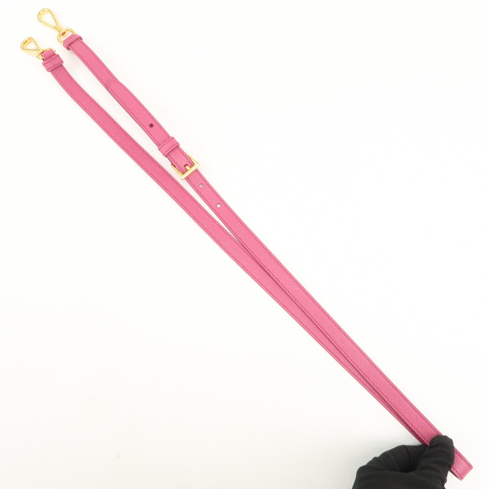 PRADA Logo Saffiano Leather Shoulder Strap Pink