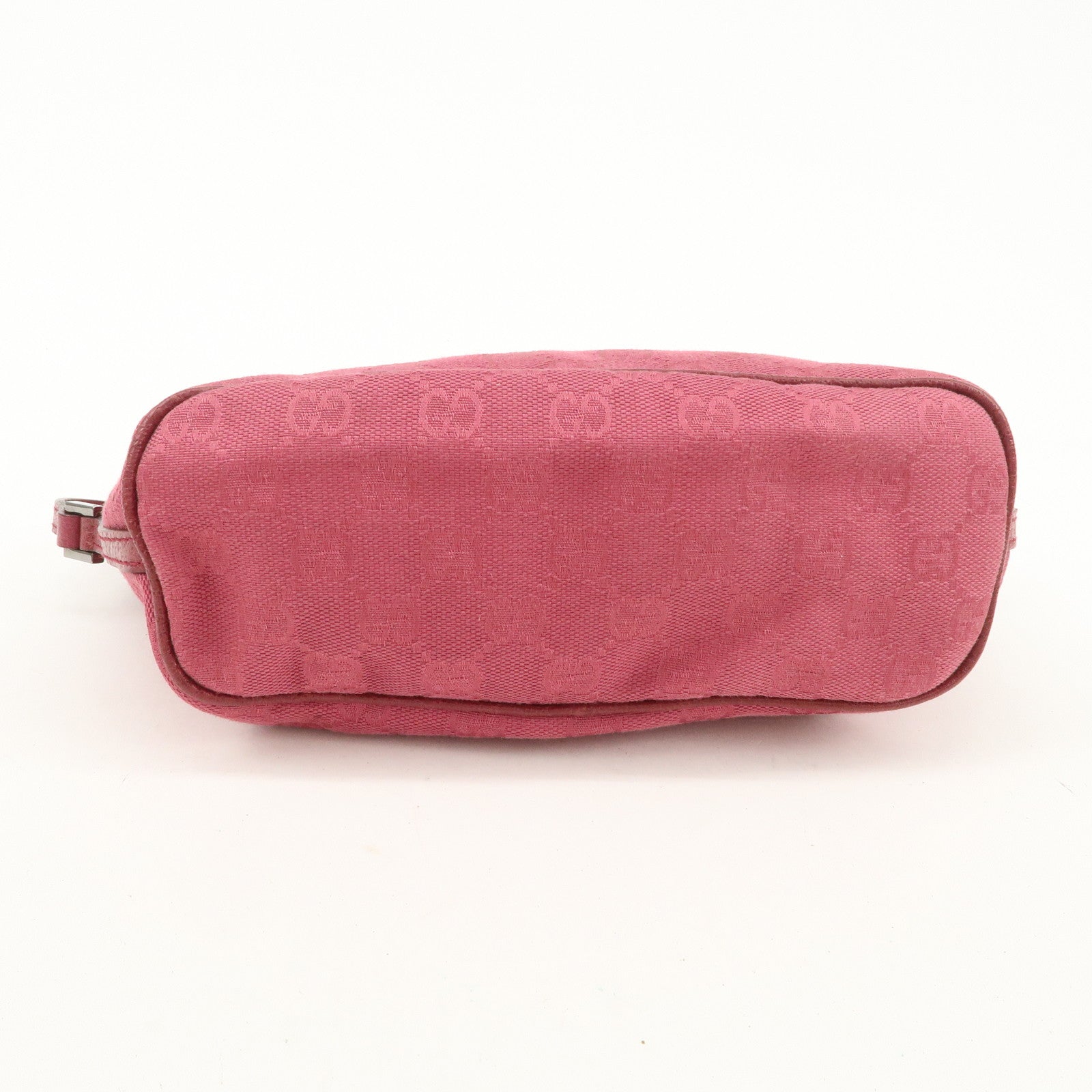 GUCCI Boat Bag GG Canvas Leather Hand Bag Pouch Pink 07198 Used