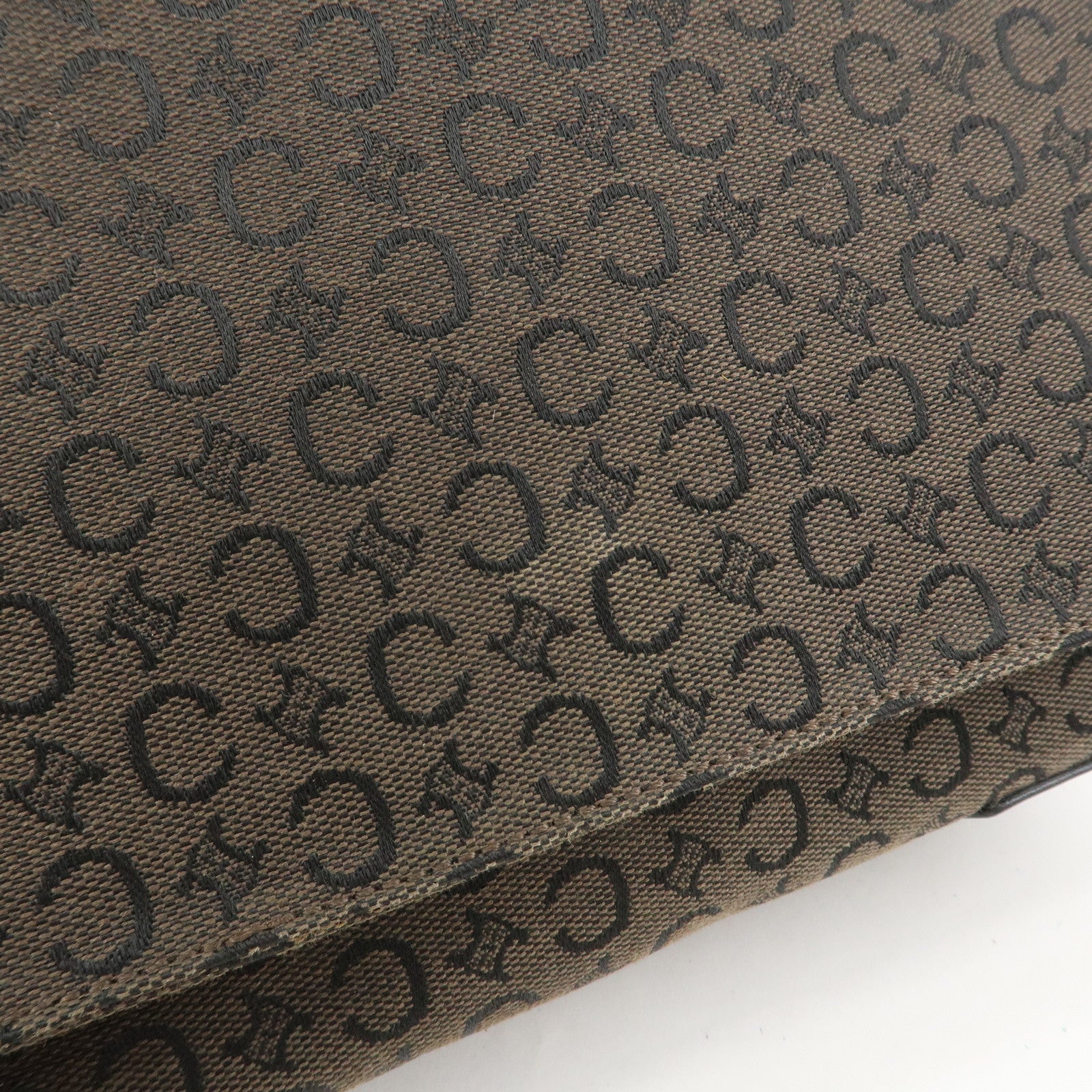 CELINE C Macadam Canvas Leather Shoulder Crossbody Bag Brown