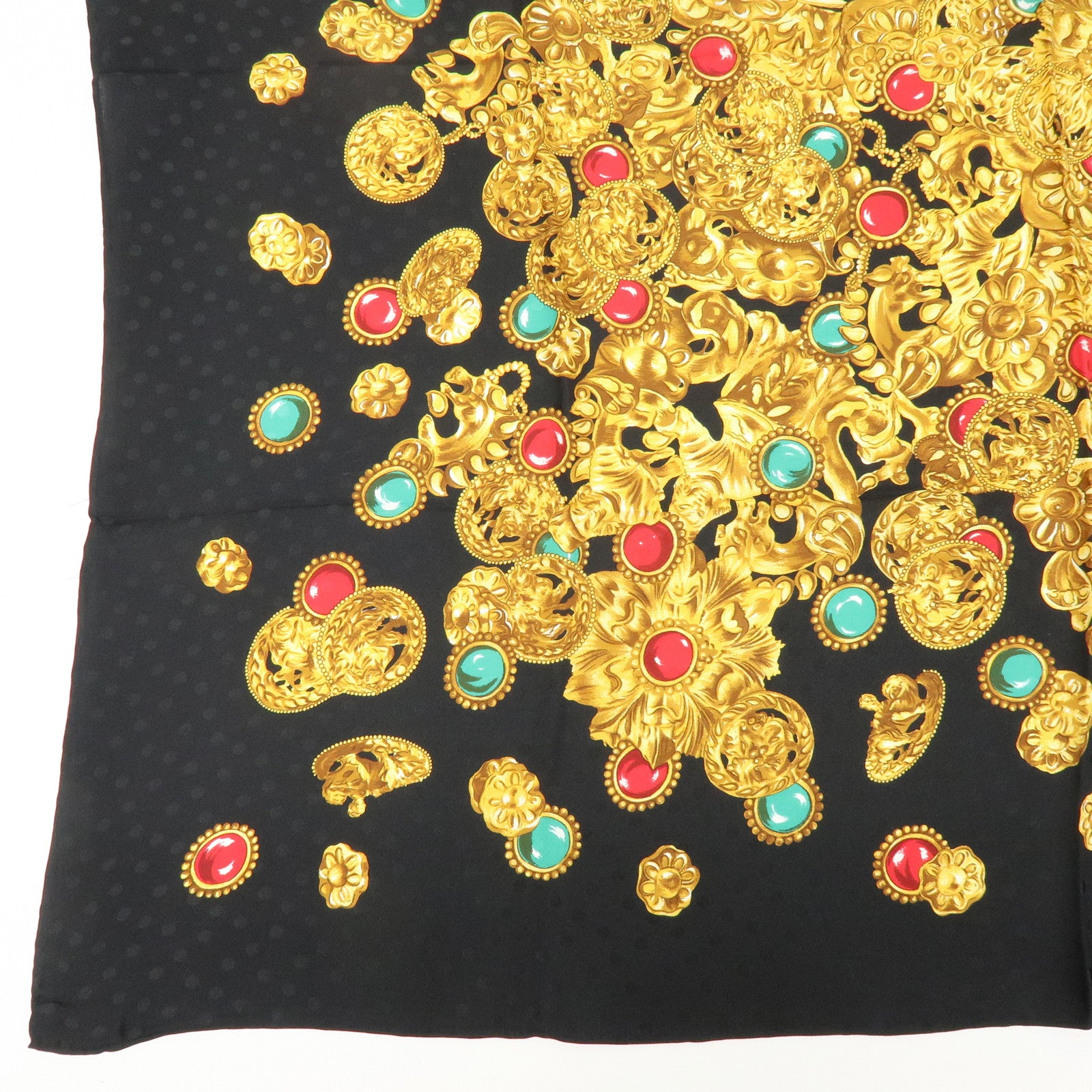 SAINT LAURENT PARIS Silk 100% Scarf Jewelry Poka Dots Black Yellow