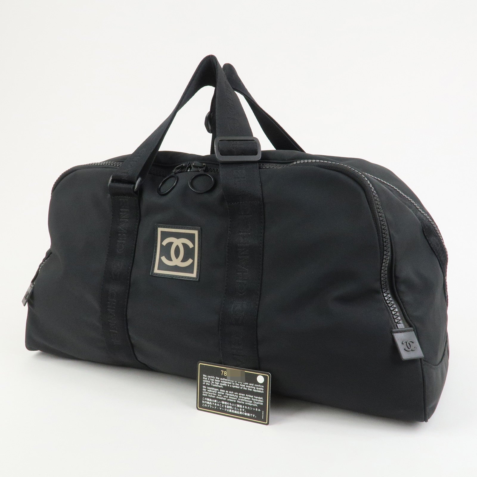 CHANEL COCO Mark Sport Line Nylon Boston Bag Shoulder Bag Black