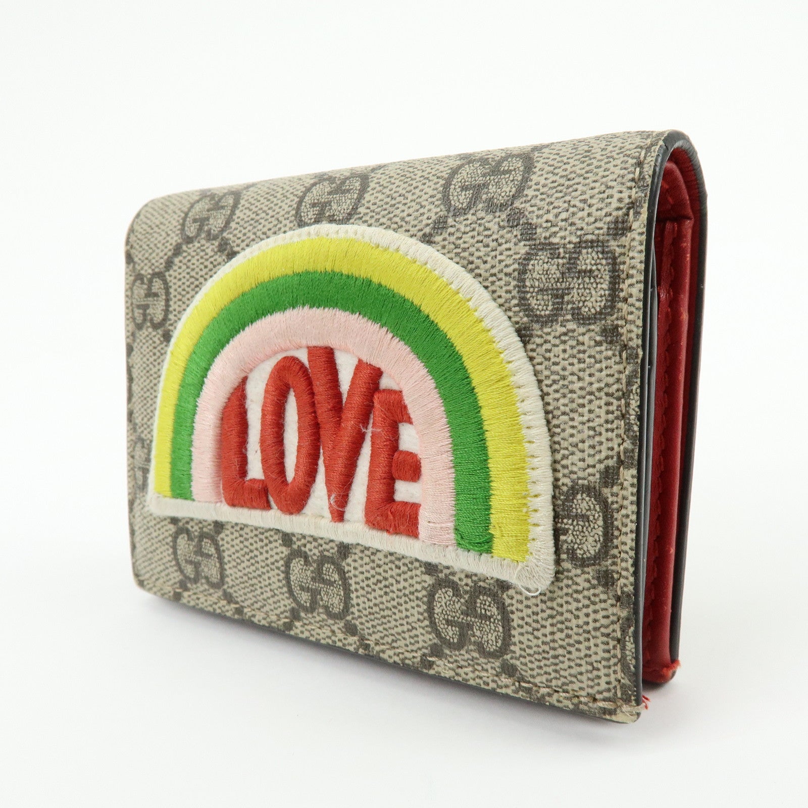 GUCCI LOVE Rainbow GG Supreme PVC Leather Compact Wallet 476412