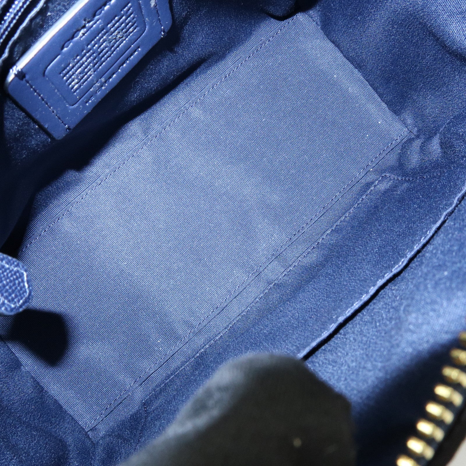 COACH Leather 2Way Shoulder Bag Hand Bag Navy