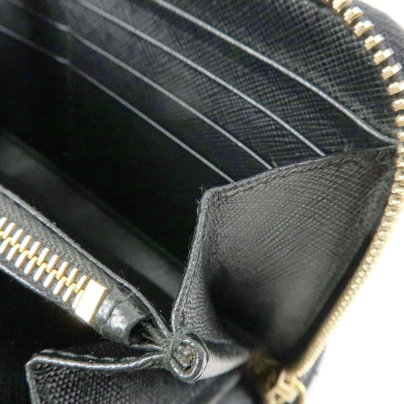 PRADA Saffiano Leather Round Zippy Long Wallet Black 1ML506