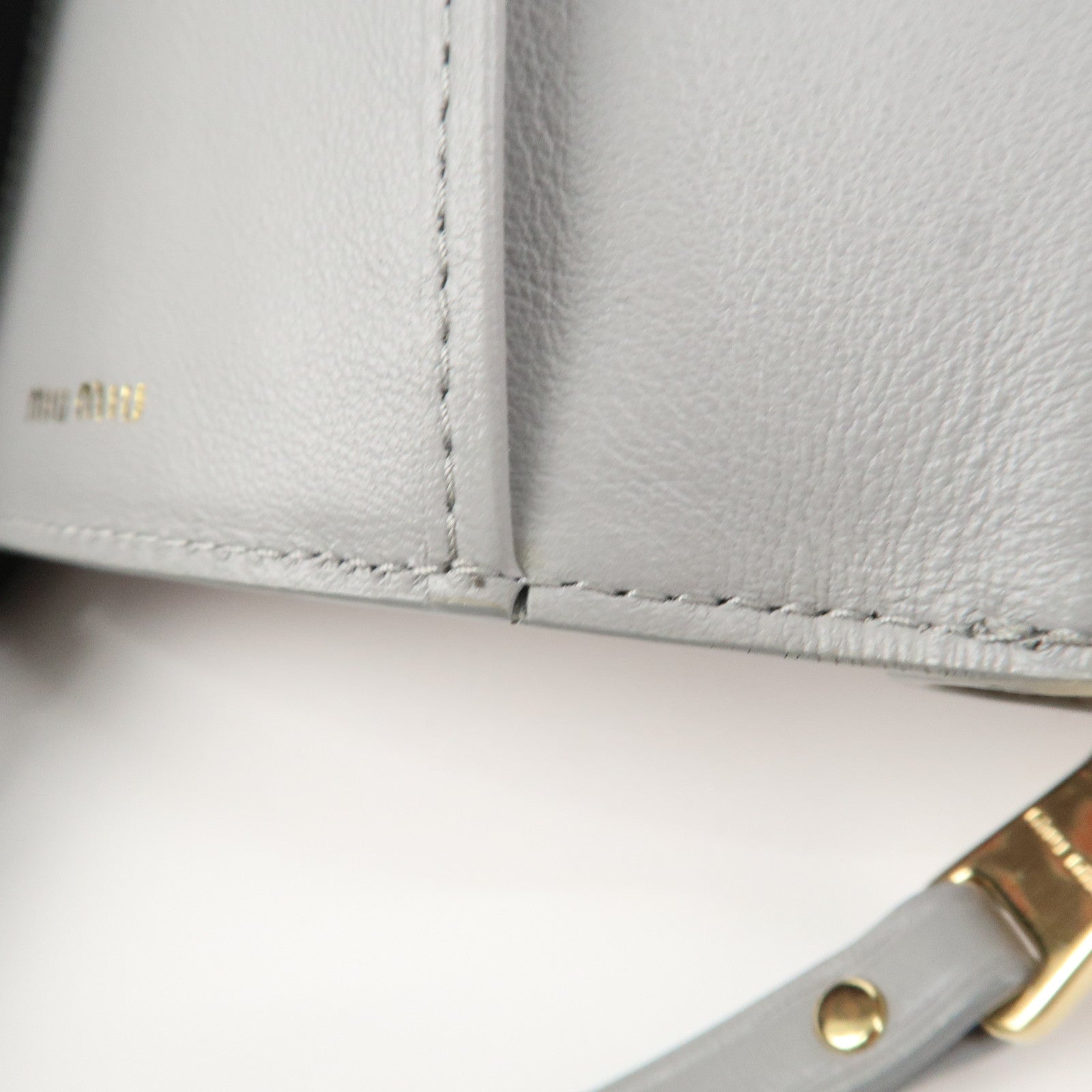 MIU MIU Leather Heart BI-fold Wallet Pink Gray Gold Hardware 5ML014 Used