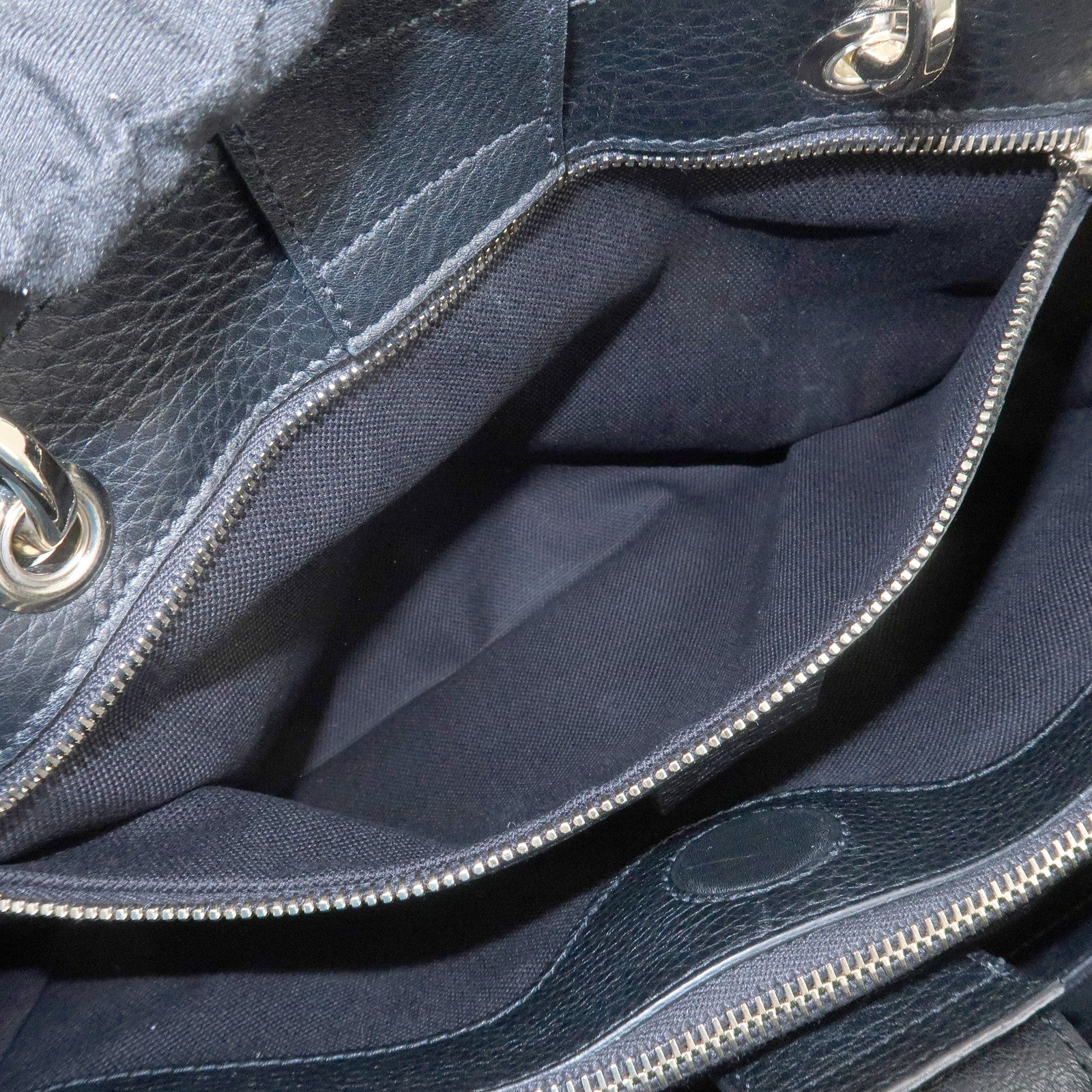 GUCCI Bamboo Leather 2WAY Shopper Medium Tote Bag Black 323660