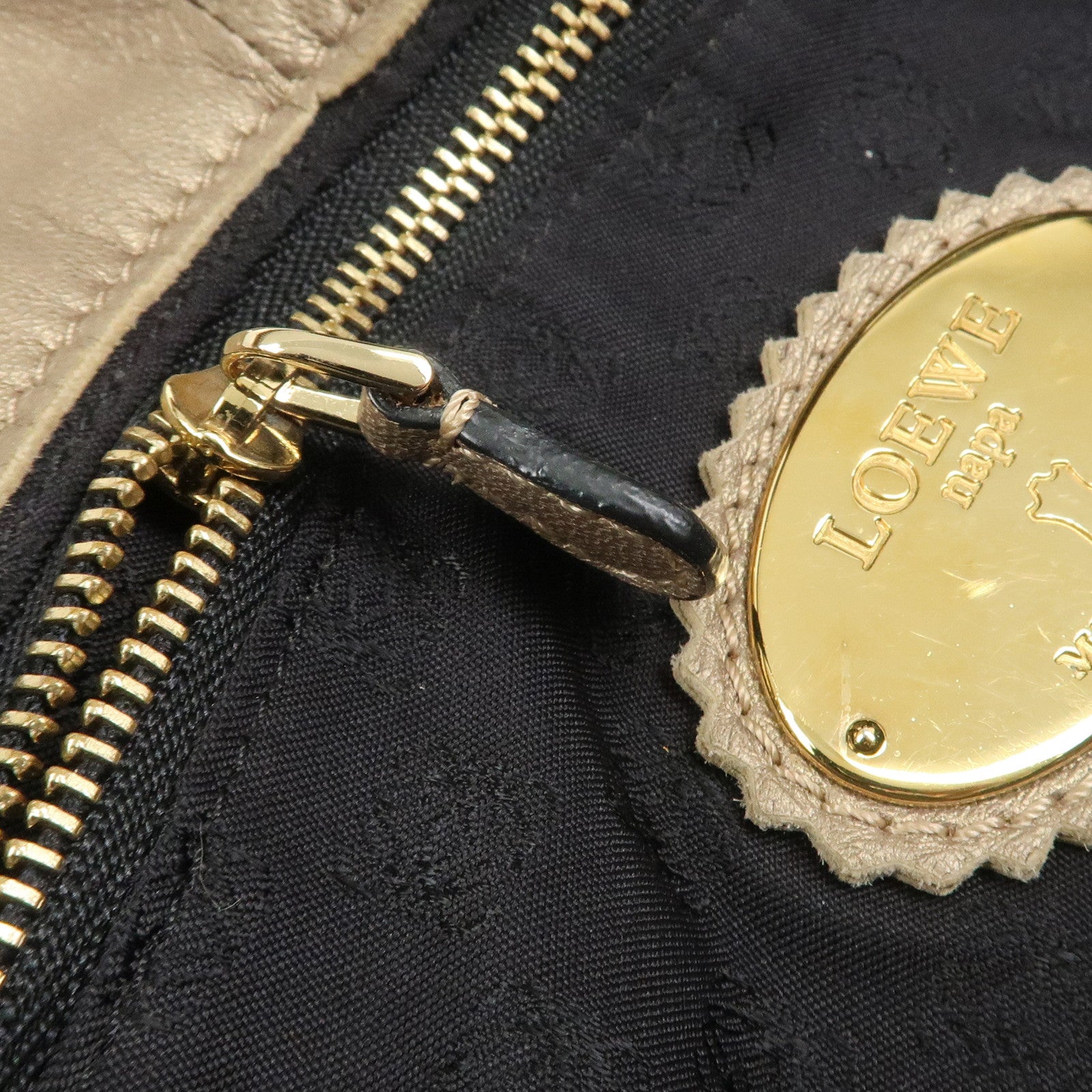 LOEWE Anagram Nappa Aire Leather Charm Hand Bag Tote Bag Gold