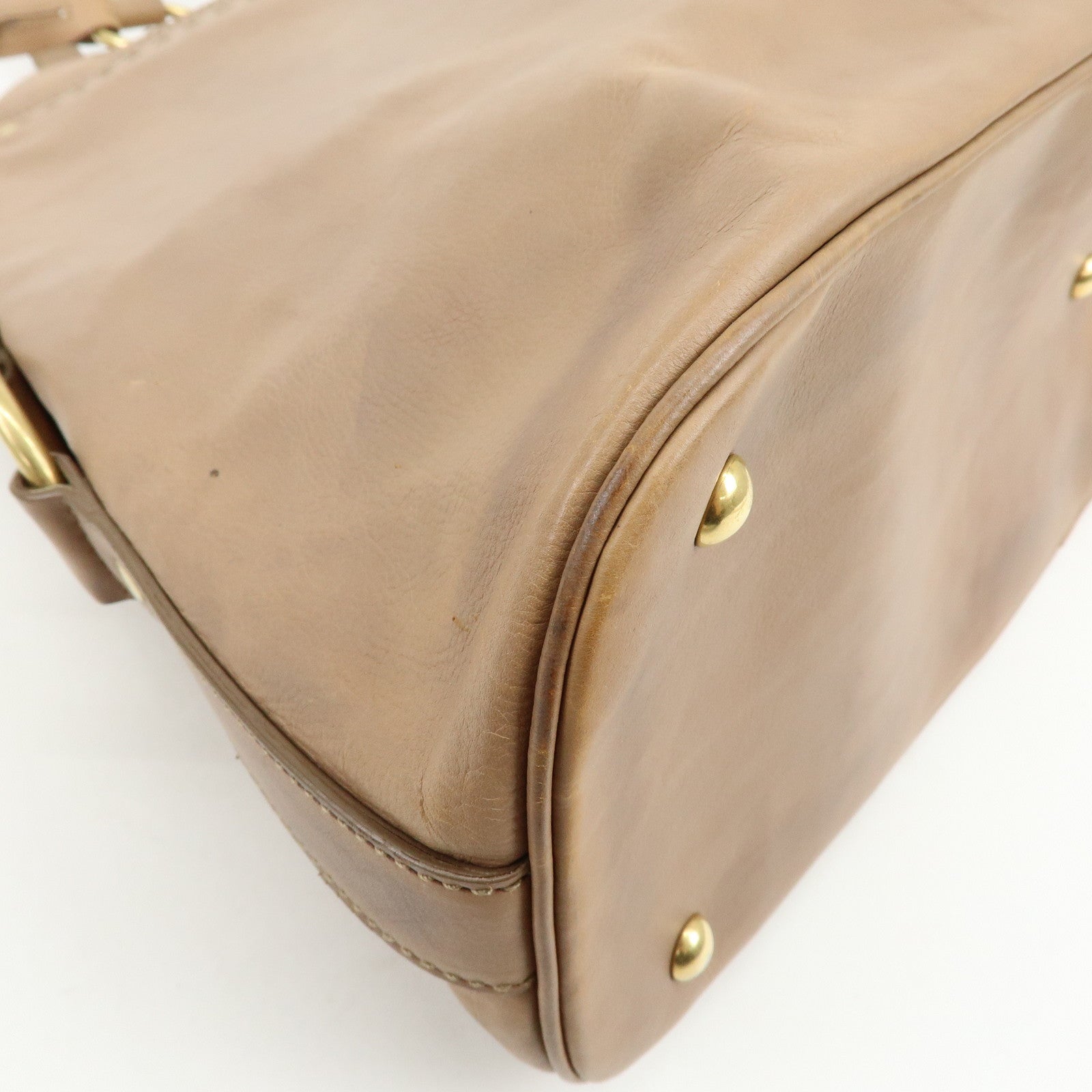 SAINT LAURENT PARIS Muse Leather Hand Bag Tote Bag Beige