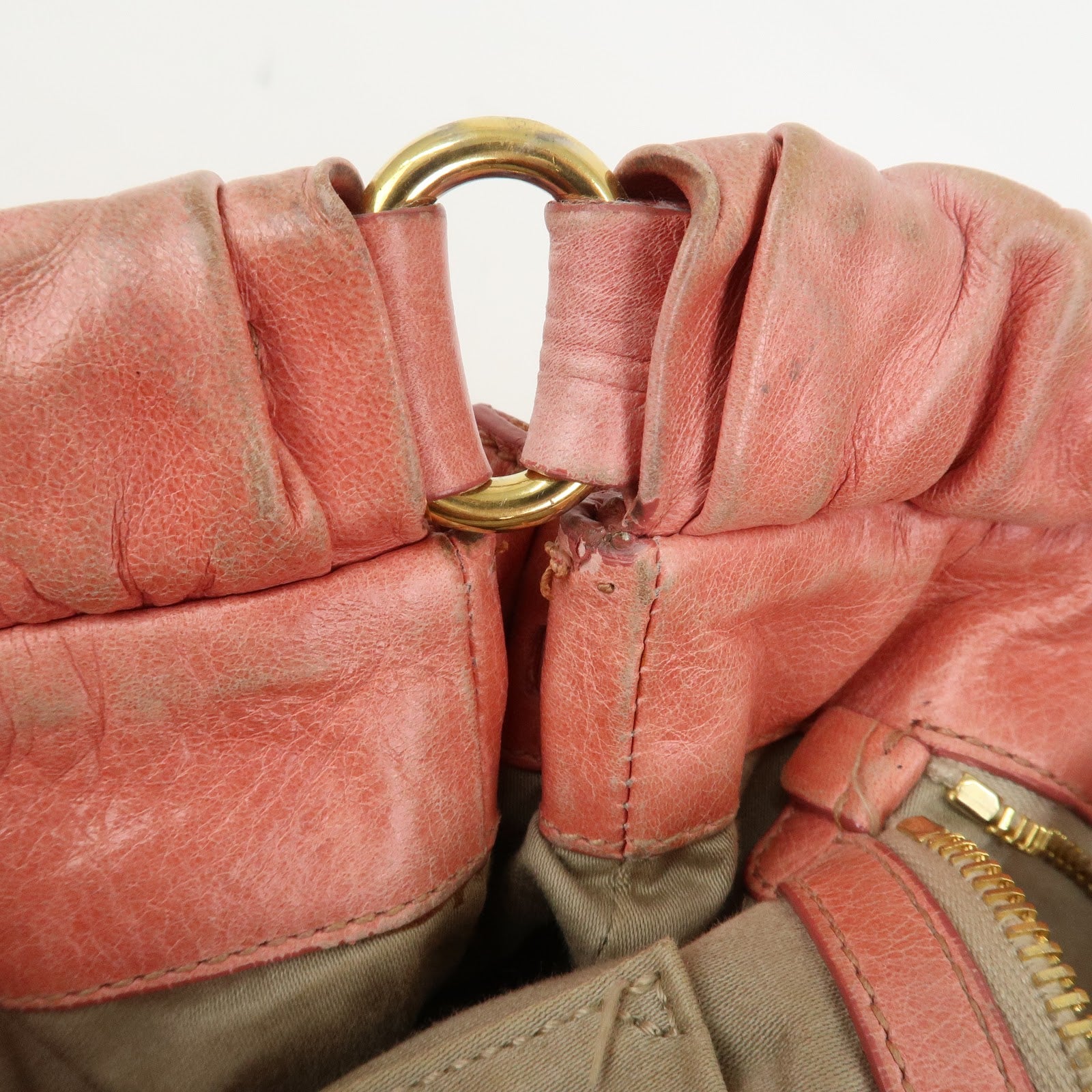 MIU MIU Logo Leather 2Way Bag Shoulder Bag Hand Bag Pink RT0383