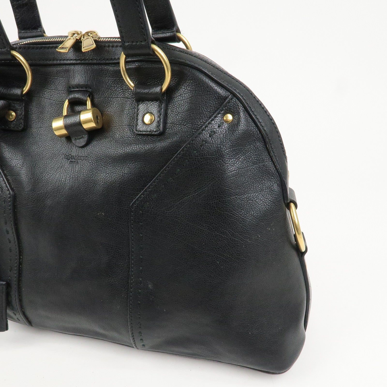 SAINT LAURENT PARIS Leather Muse Hand Bag Shoulder Bag Black
