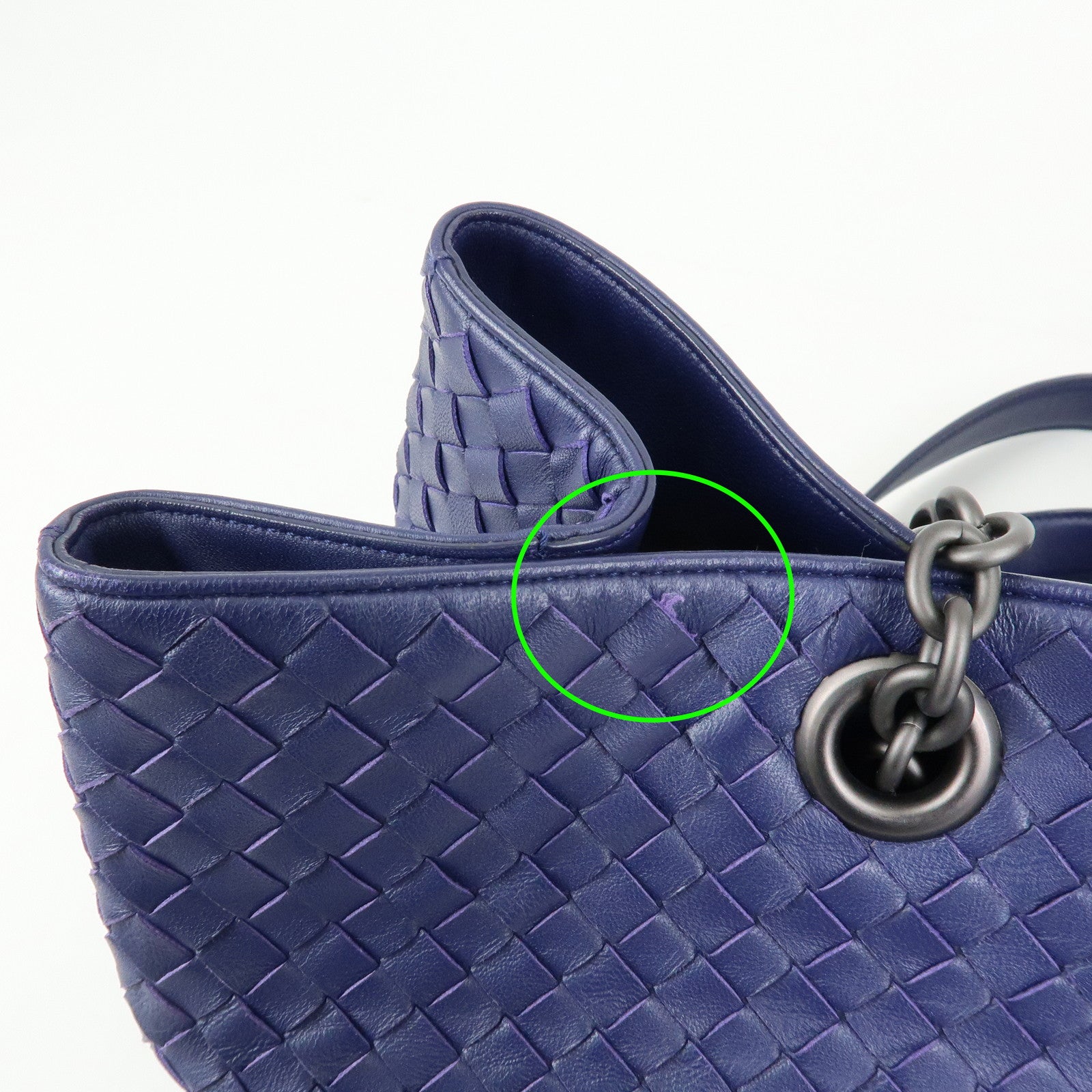 BOTTEGA VENETA Intrecciato Leather Shoulder Bag Tote Bag Blue