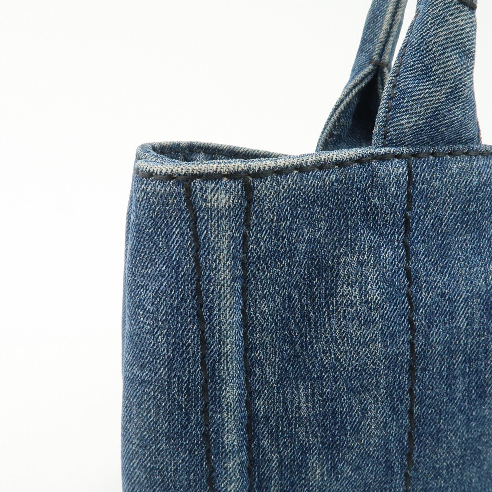 PRADA Canapa Mini Canvas Denim 2Way Shoulder Hand Bag Blue B2439G