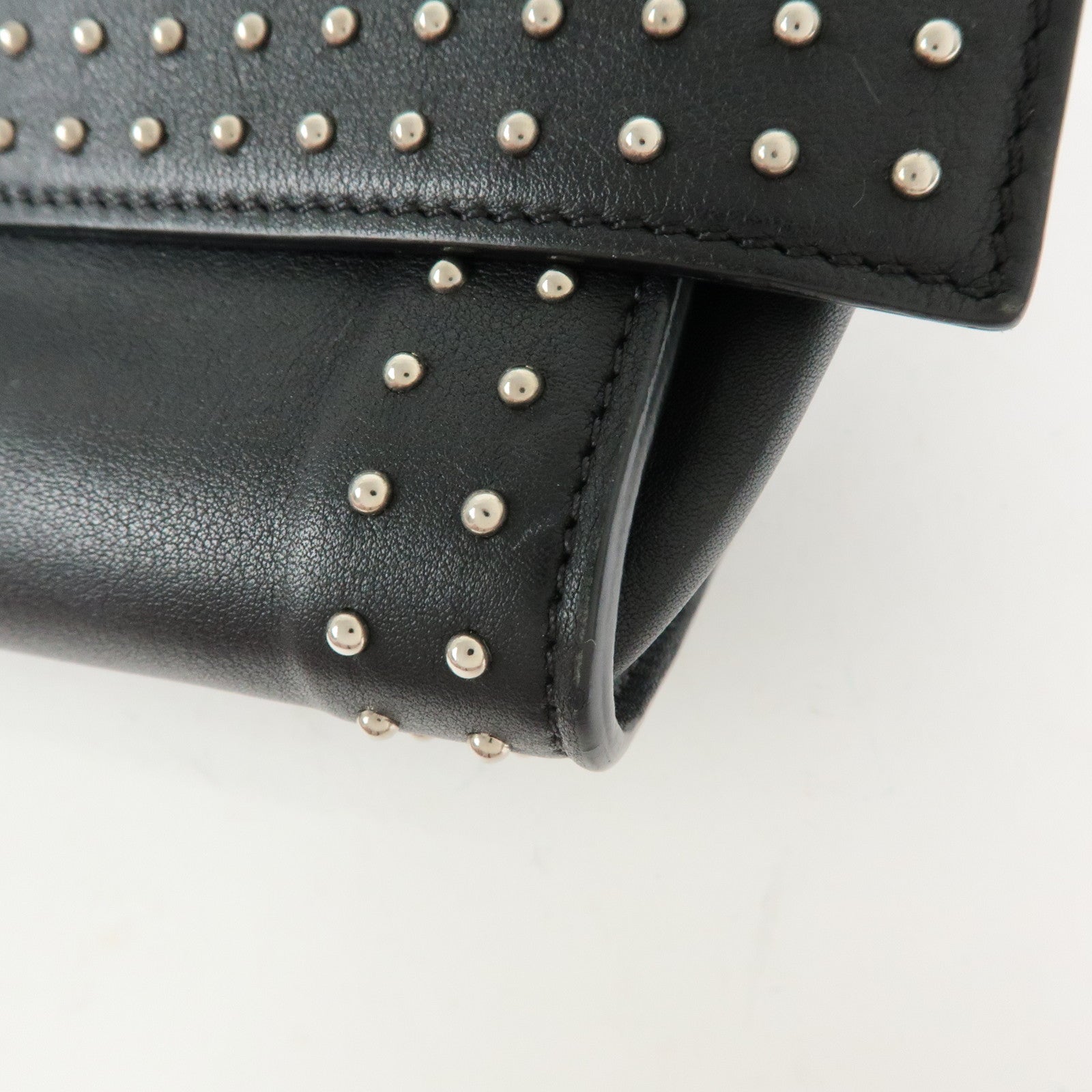 GIVENCHY Shark Studs Leather 2Way Bag Hand Shoulder Bag Black