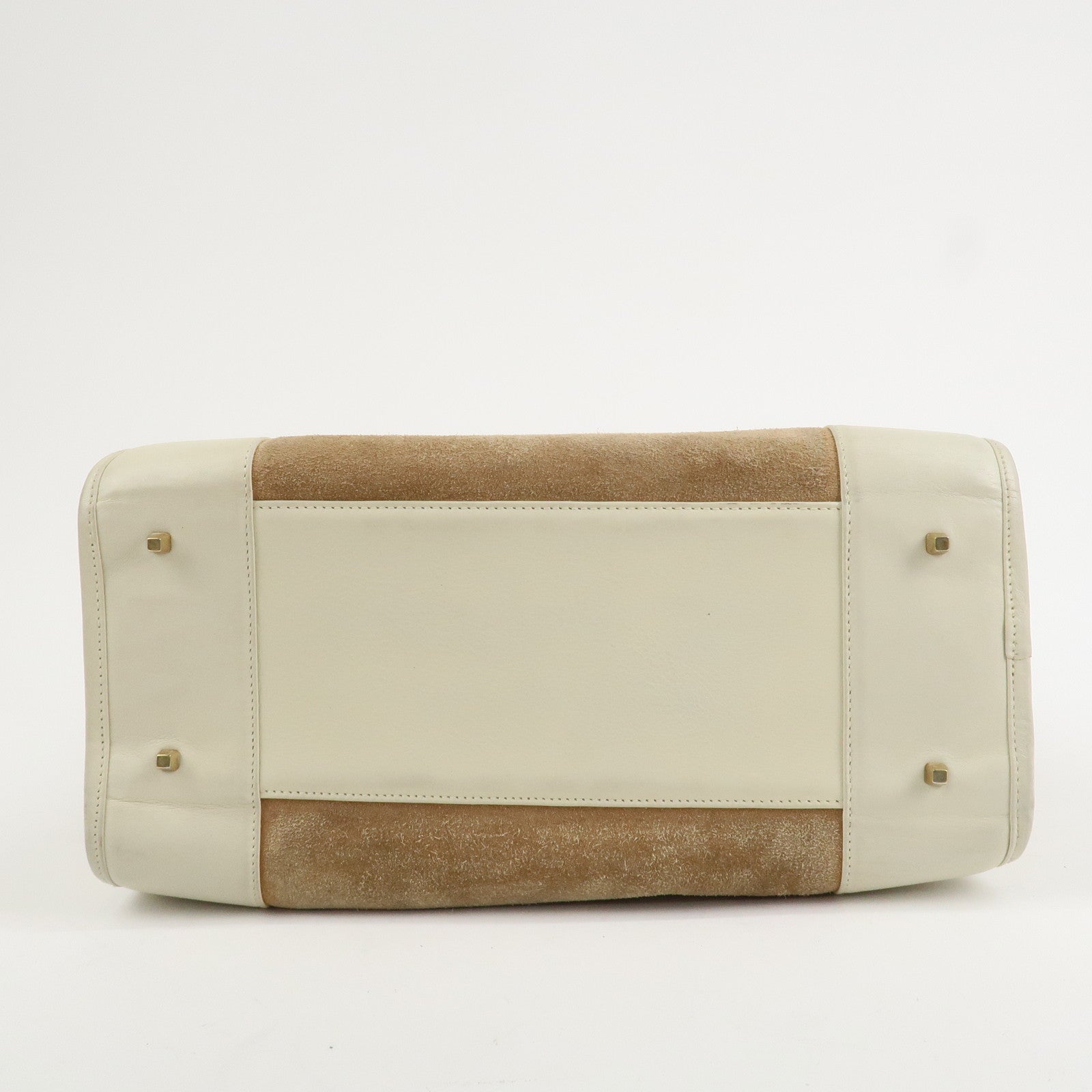 LOEWE Anagram Leather Amazona 35 Hand Bag Tote Bag Beige Ivory