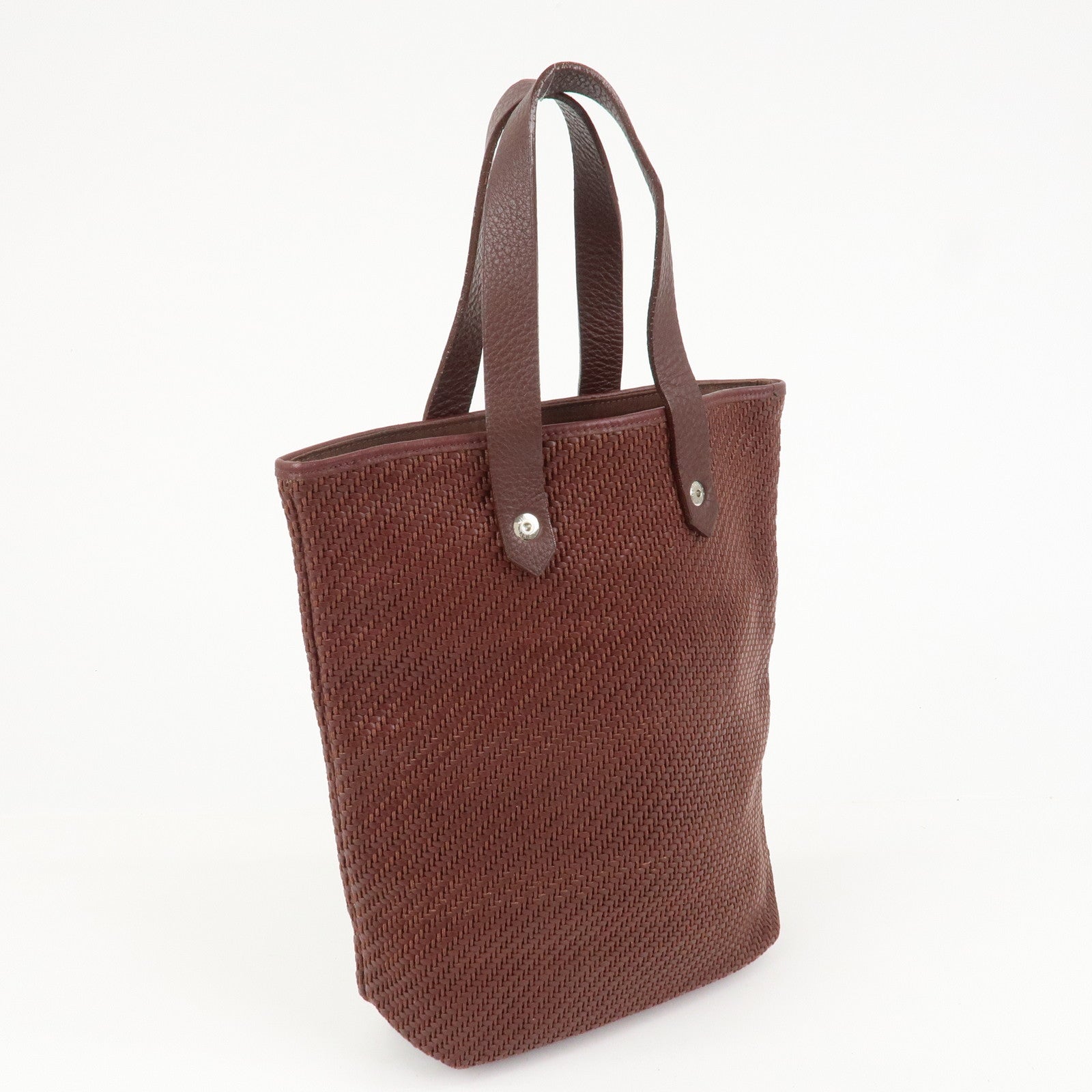 HERMES Amedaba PM Diago Leather Tote Bag Hand Bag Brown