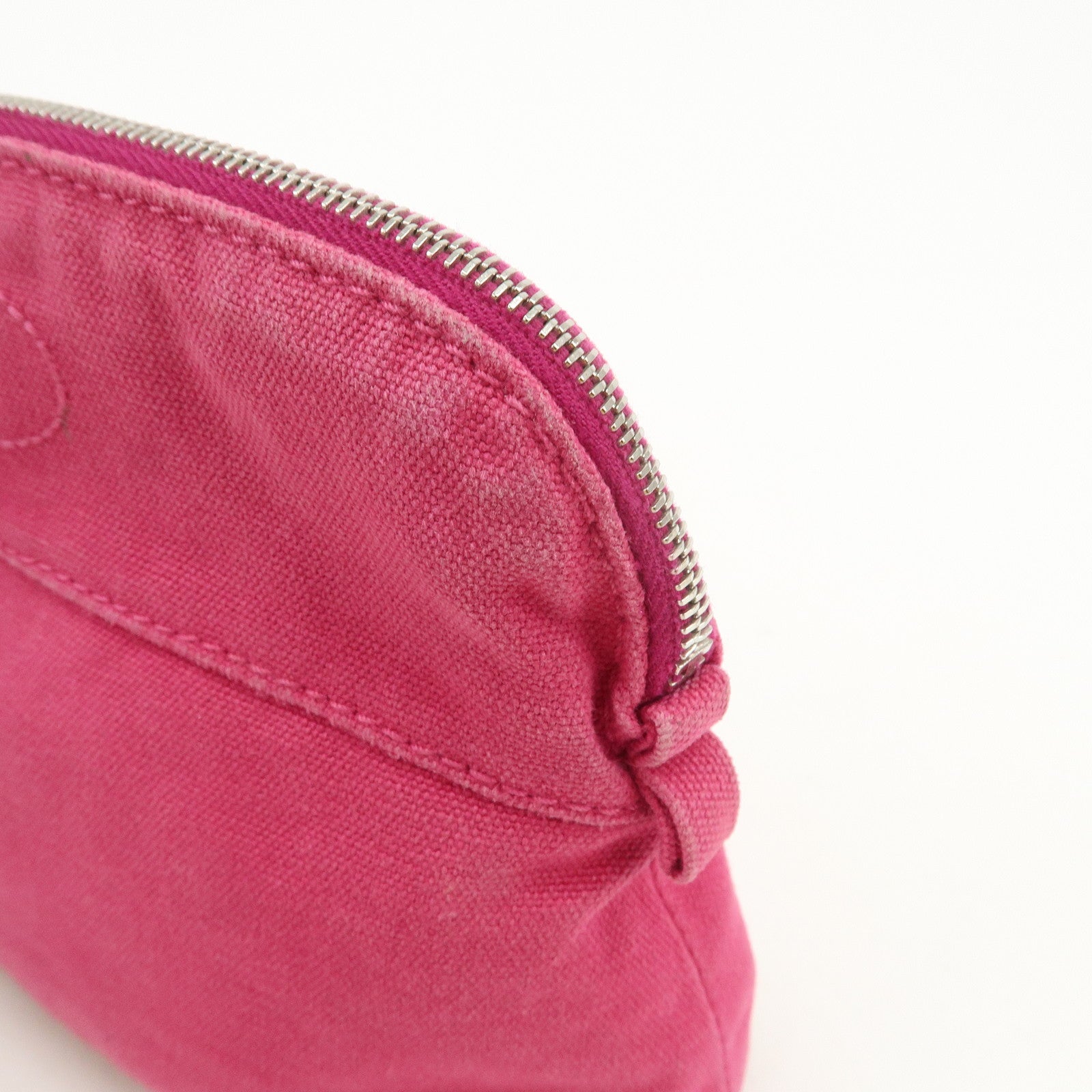 HERMES Canvas Leather Bolide Set of 3 Pouch Yellow Pink Gray