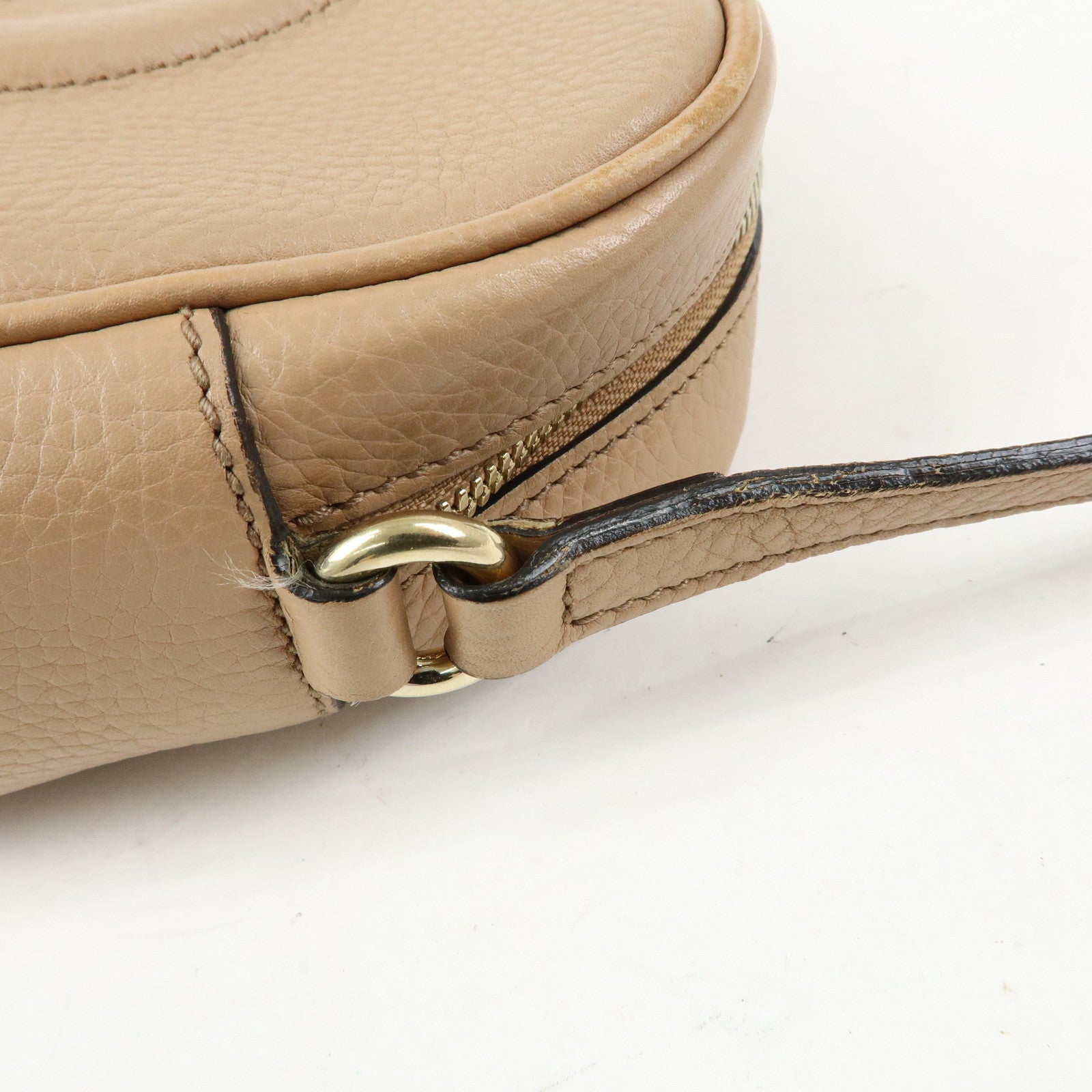GUCCI SOHO Interlocking G Leather Shoulder Bag Beige 308364