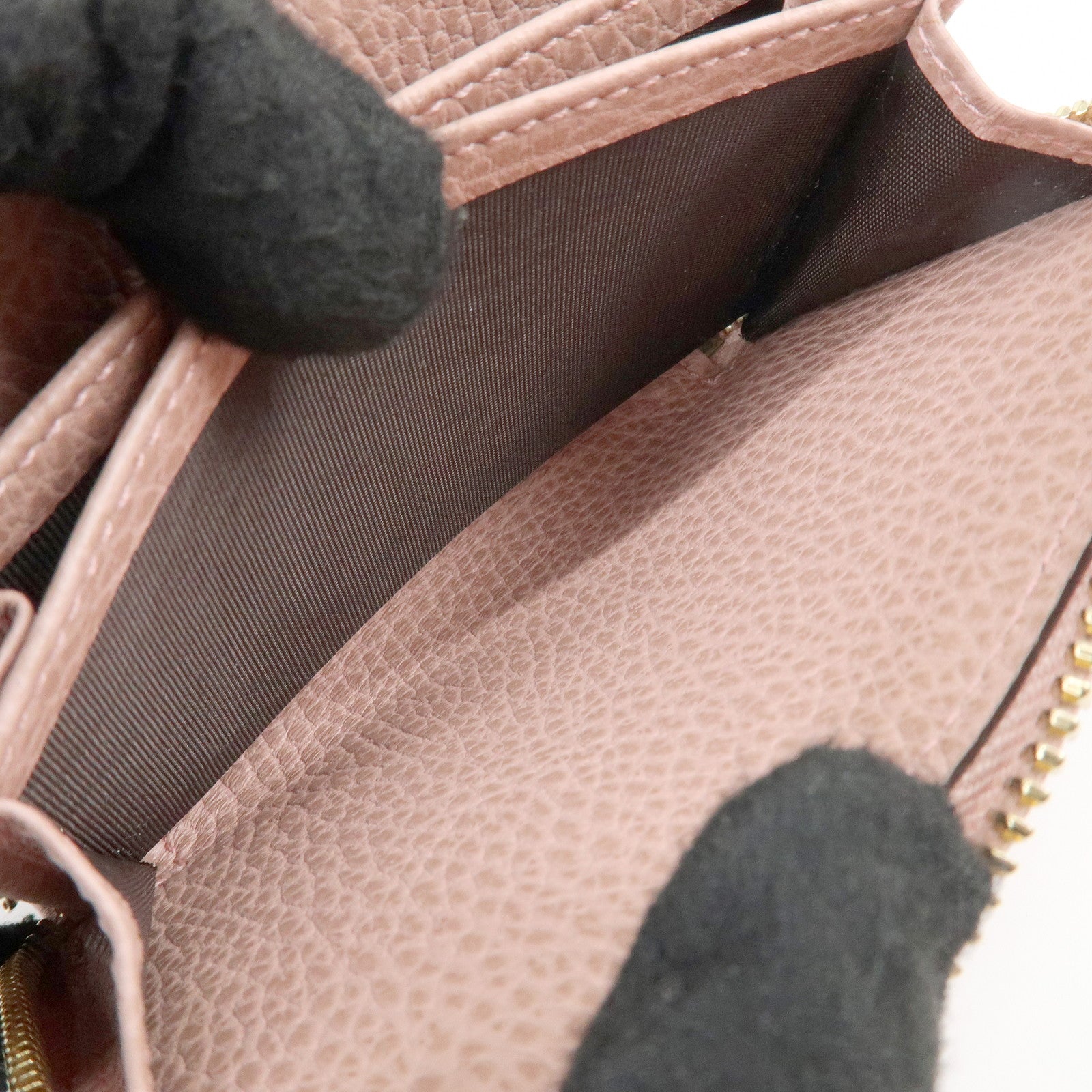 GUCCI Swing Leather Coin Case Compact Wallet Pink 368877