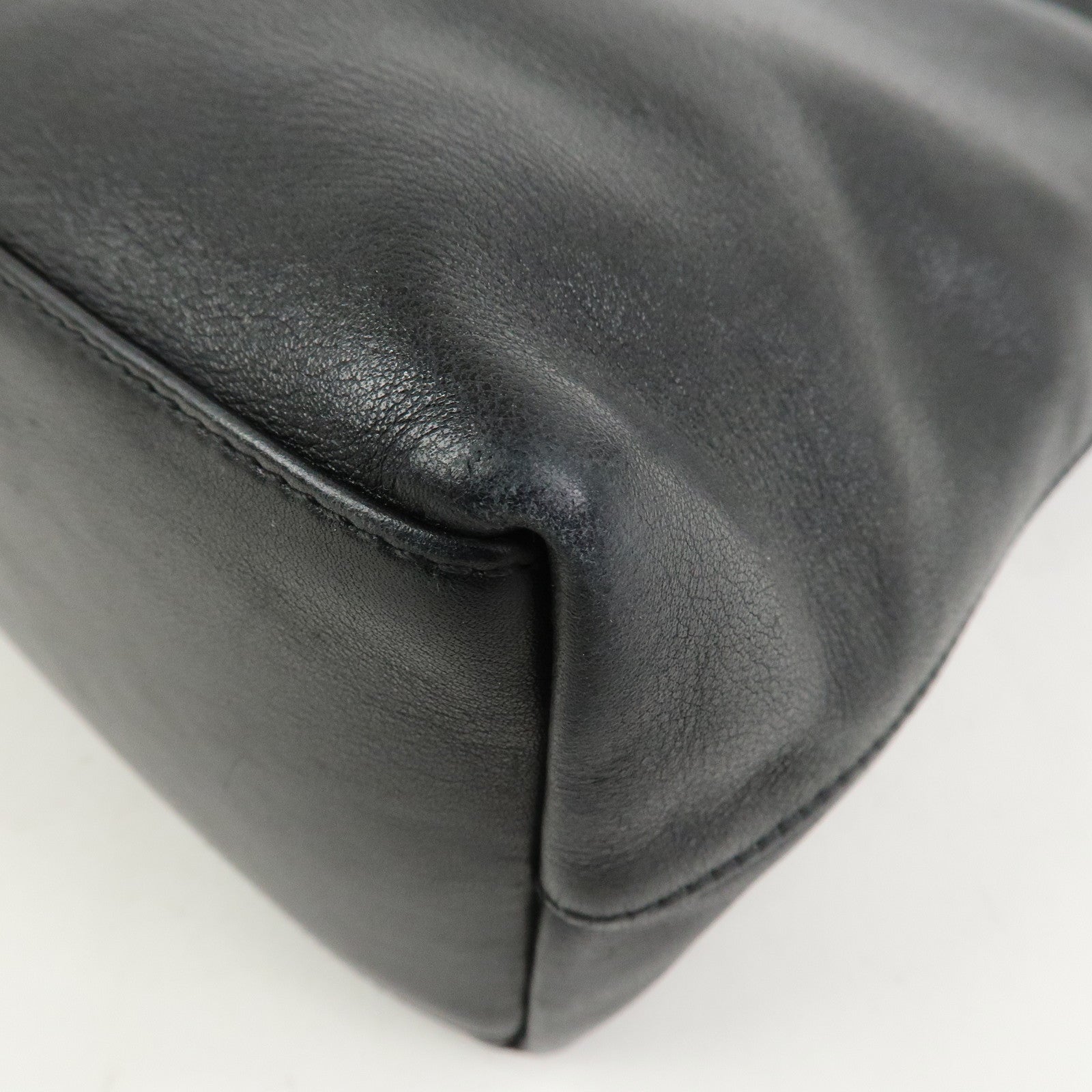 GUCCI Bamboo Leather Shoulder Bag Hand Bag Black 001・3244